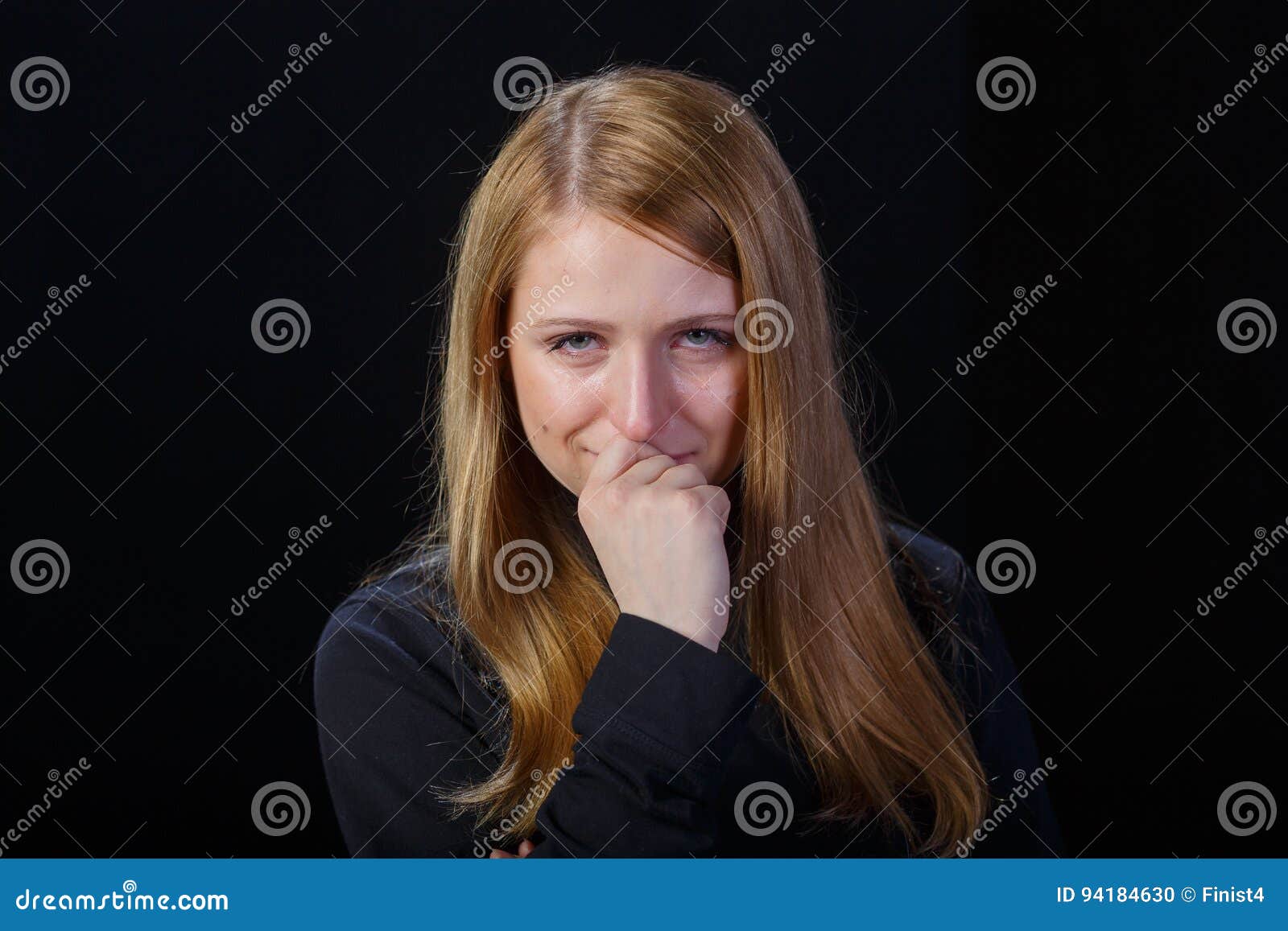 Sad Young Girl Blonde Hair Crying Stock Photo Image Of Buildings