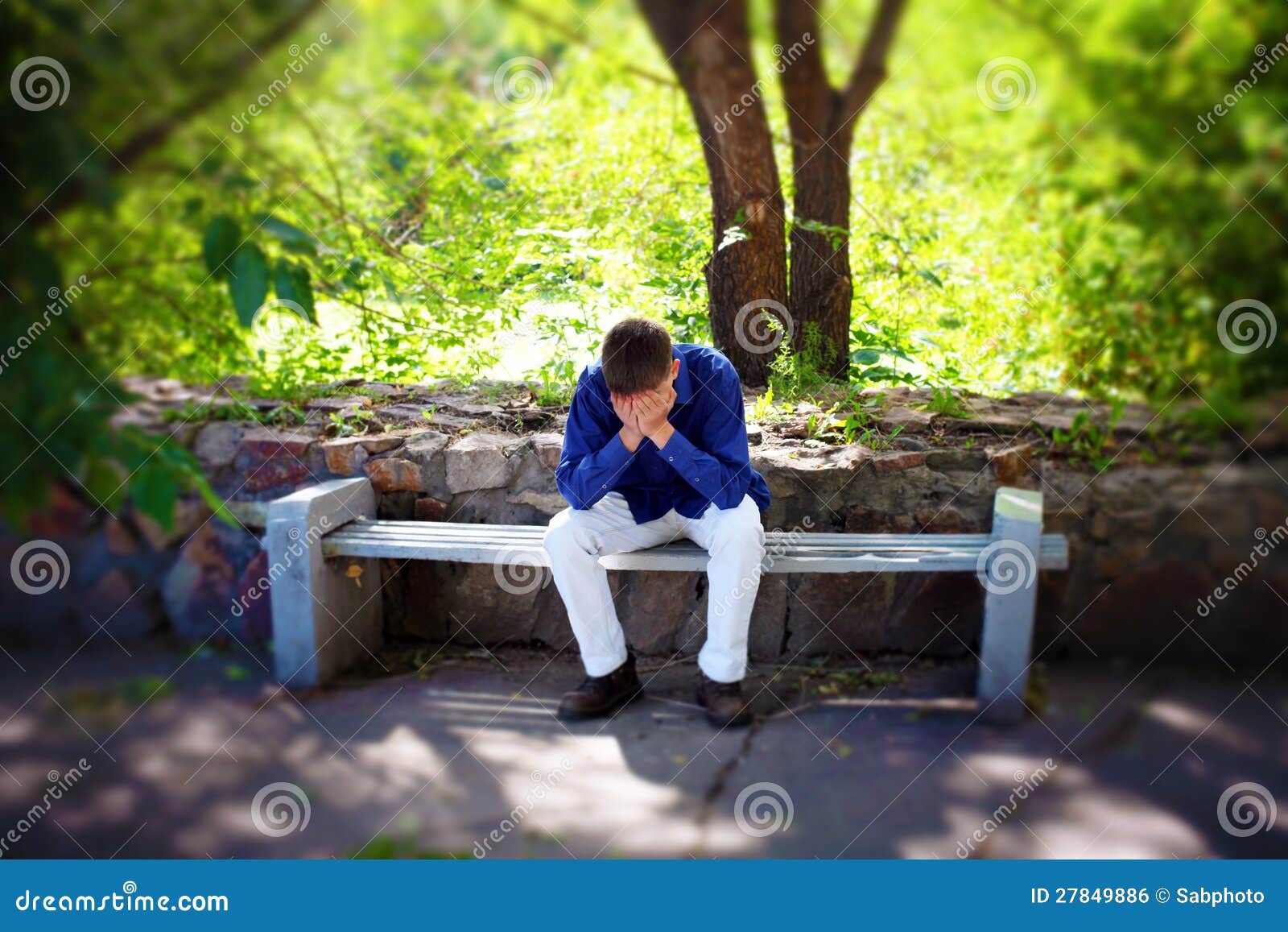 Sad Young Man stock photo. Image of front, sadness, outdoor - 27849886