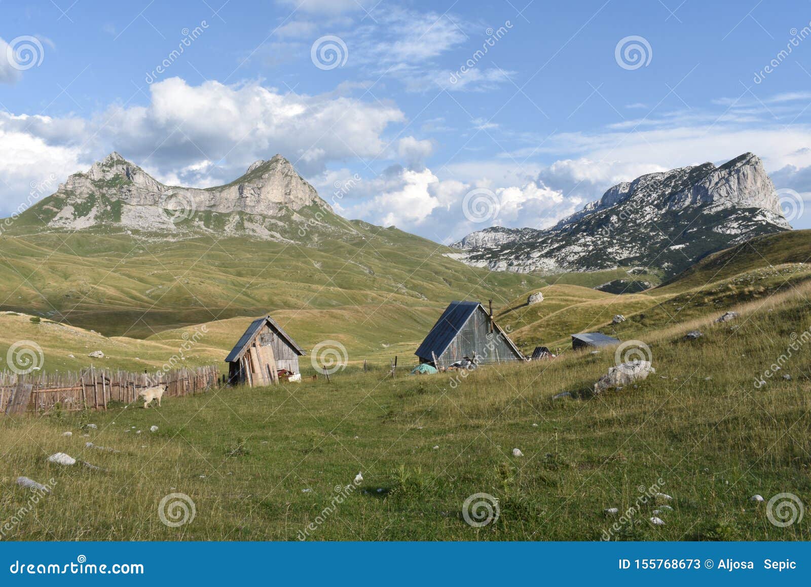The Saddle Peak and the Katun,shepherds House in Forefront Stock Image