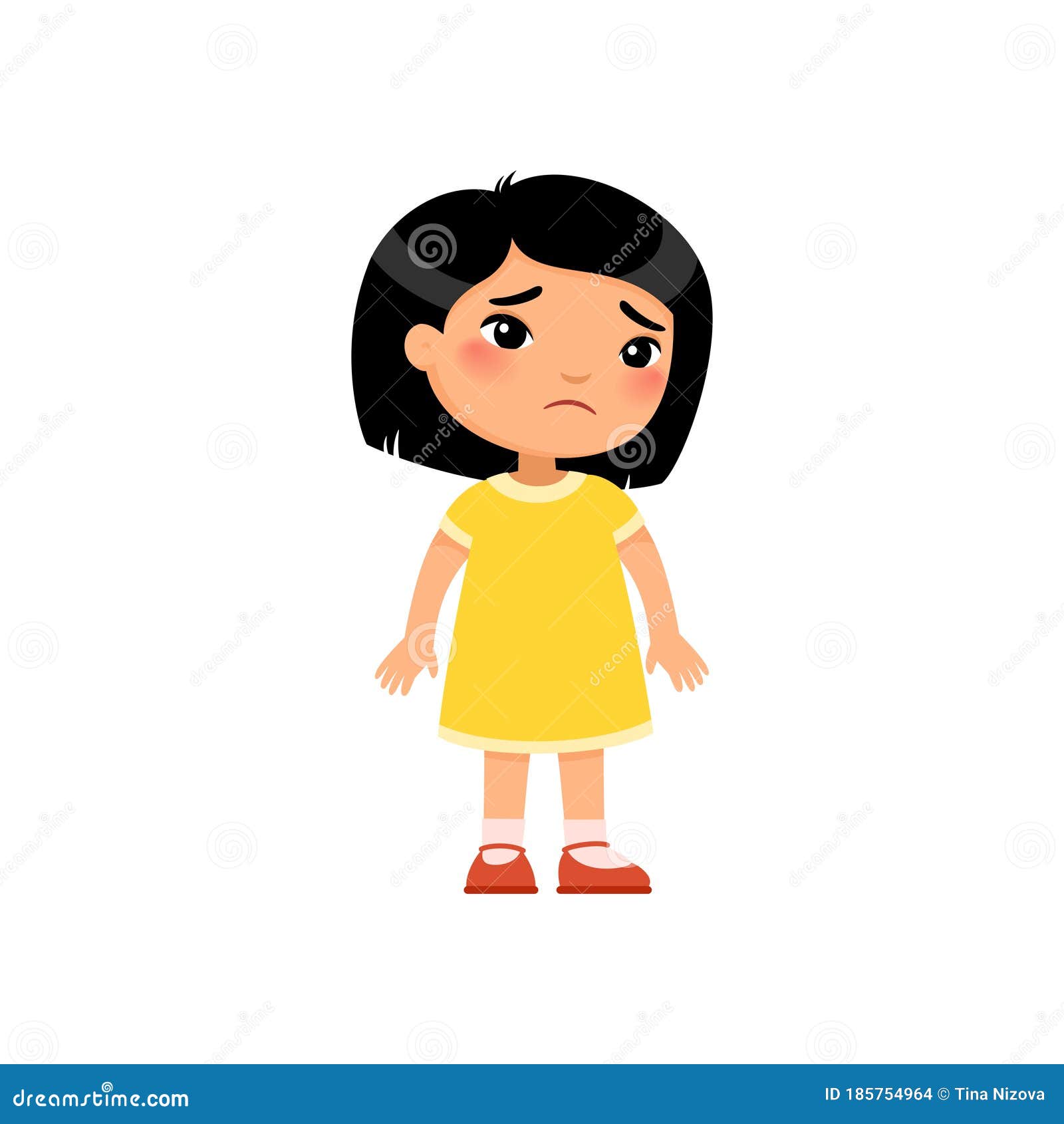 Sadness Little Asian Girl Flat Vector Illustration. Upset Child Standing Alone Cartoon Character Stock Vector - Illustration of asia, cartoon: 185754964 Sadness Little Asian Girl Flat Vector Illustration. Upset Child Standing Alone Cartoon Character Stock Vector - Illustration of asia, cartoon: 185754964