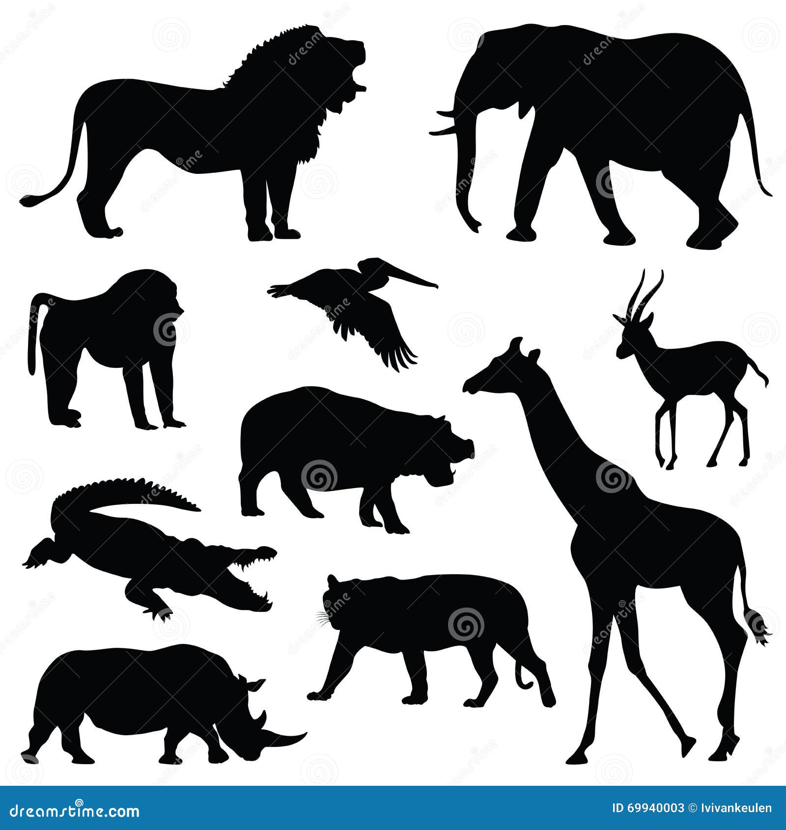 Download Safari Animal Silhouette Illustration Set Stock Vector ...