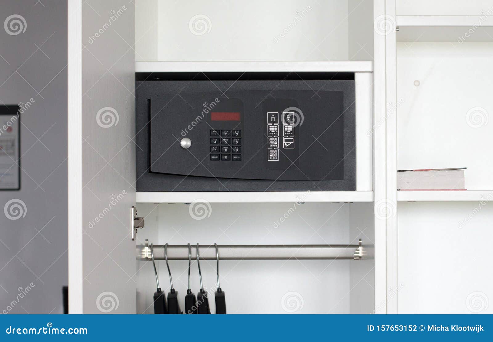 Safe box in a hotel room stock photo. Image of digital 157653152