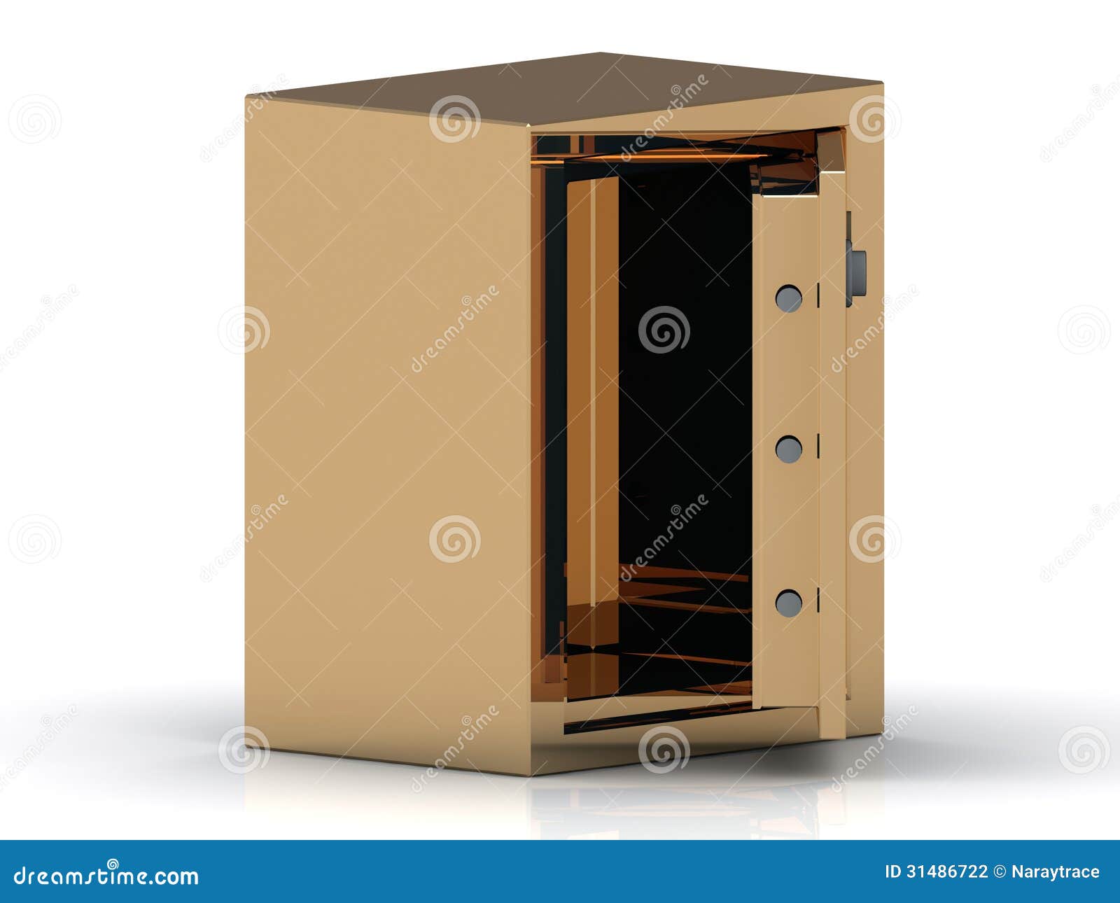 Safe Deposit Box in Gold with the Door Open Stock Illustration