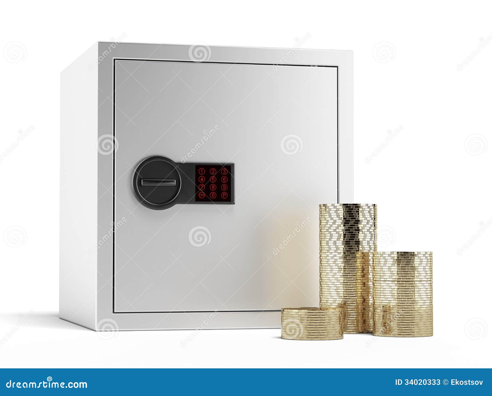 Safe with gold coins stock illustration. Illustration of concepts