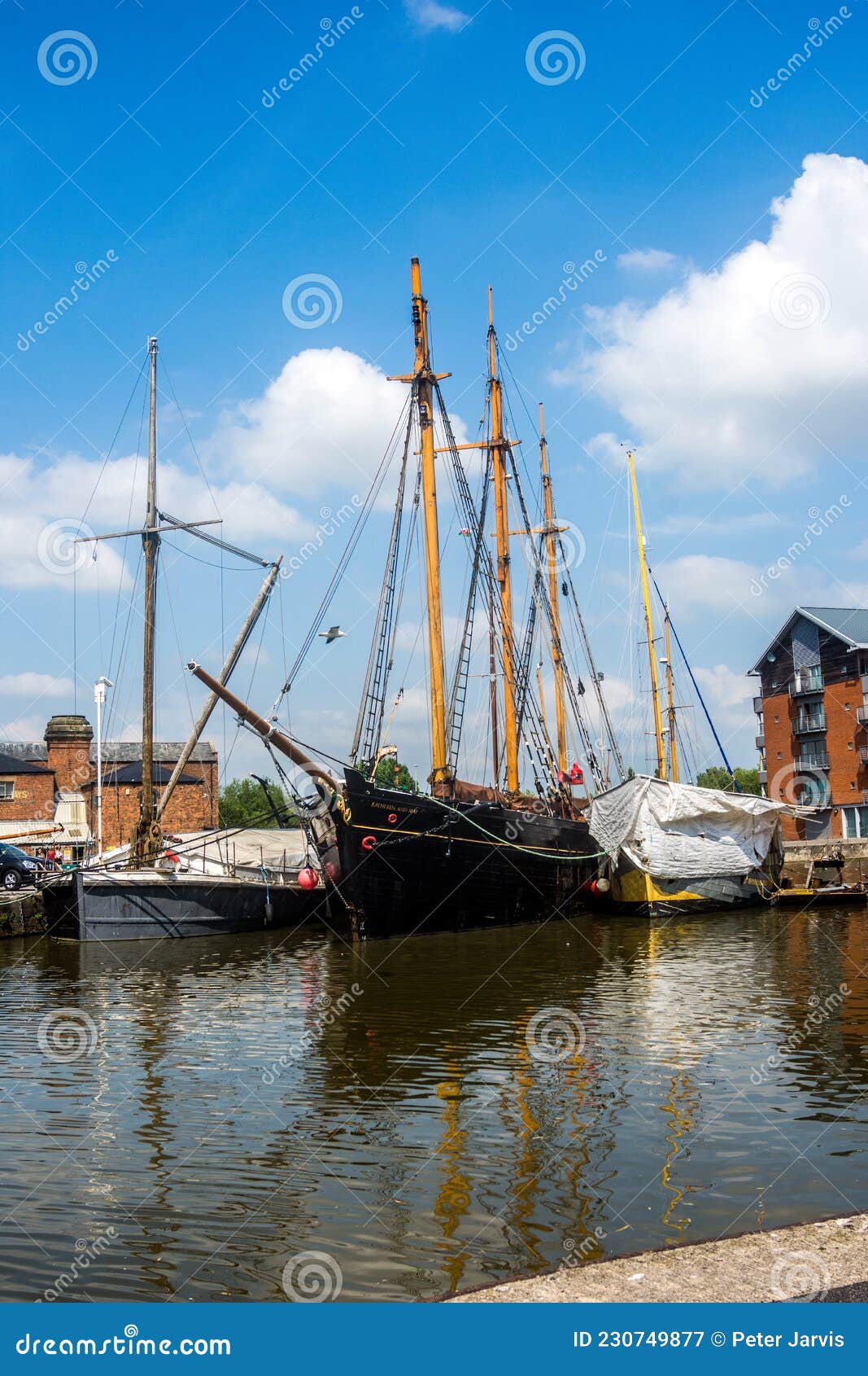 Safe Haven for Two Sailing Ships Stock Image Image of moorings