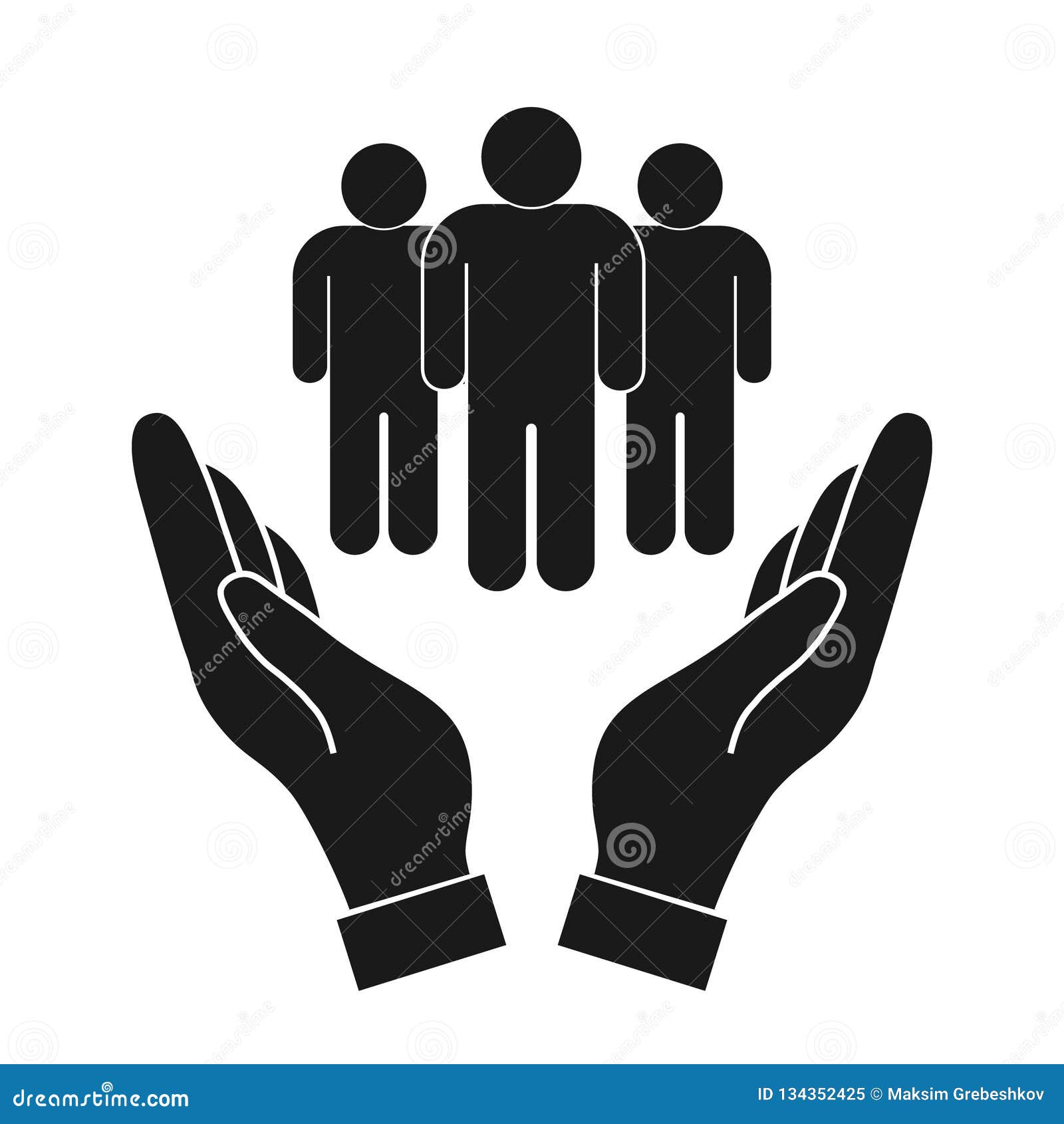 Safe people in hand stock illustration. Illustration of protect 134352425