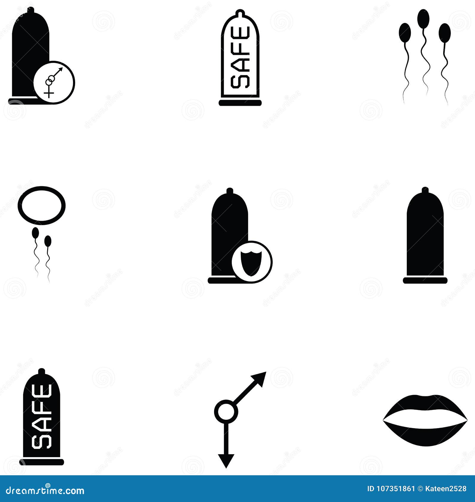 Safe Sex Icon Set Stock Vector Illustration Of Contraception 107351861