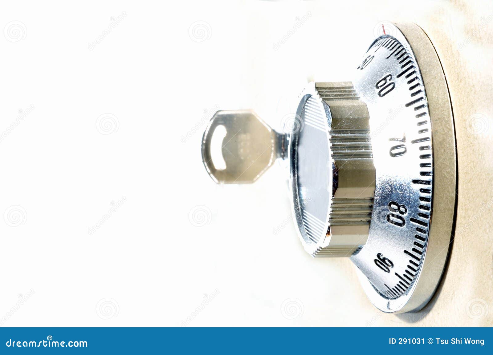 Safe Tumbler Lock with Key stock image. Image of vault 291031