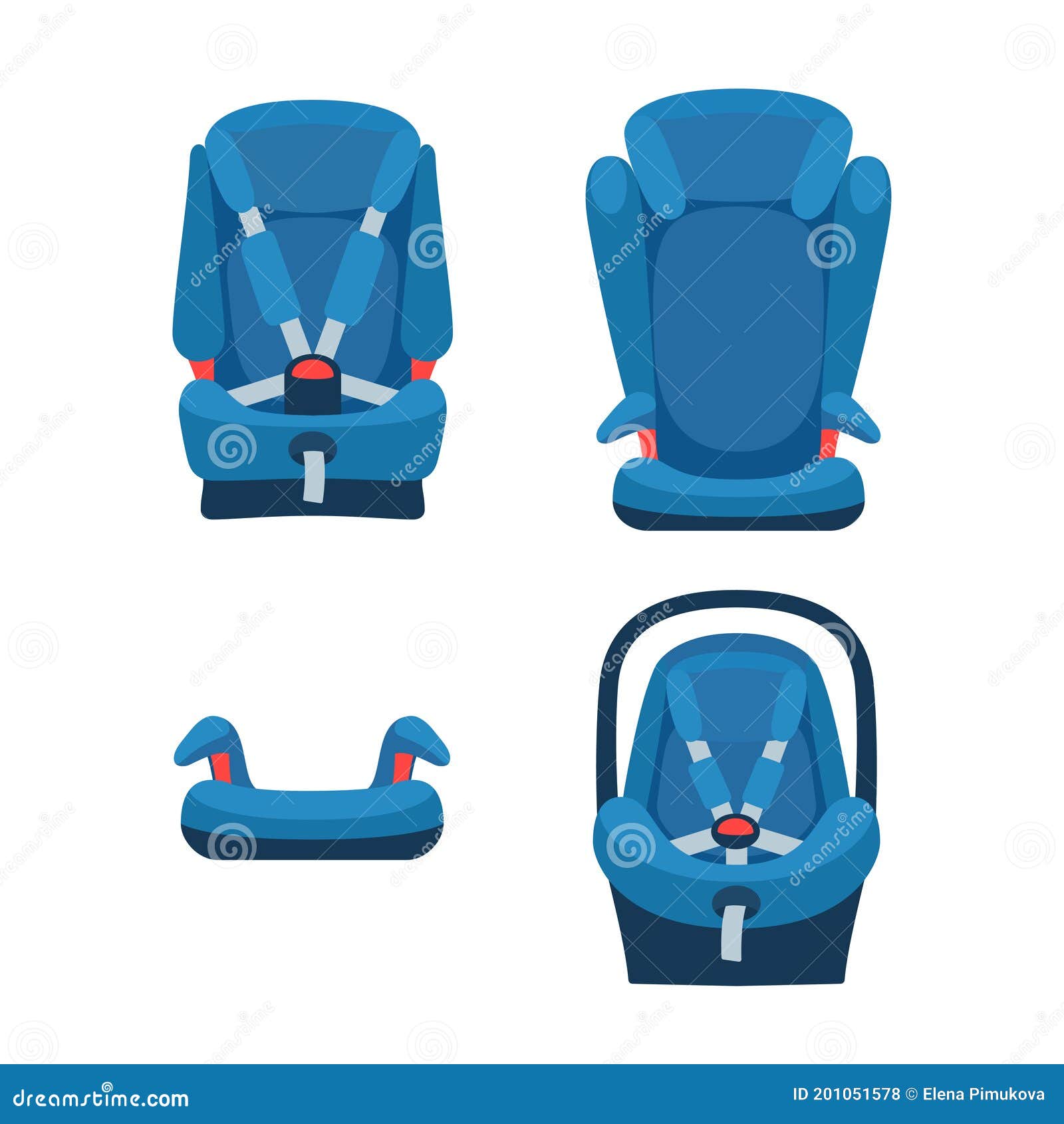 Safety Baby Car Seats Collection. Different Type of Child