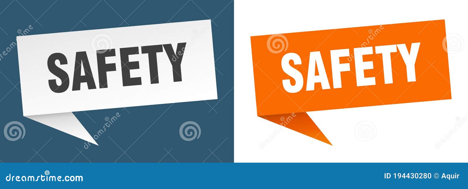 Safety Banner. Safety Speech Bubble Label Set Stock Vector