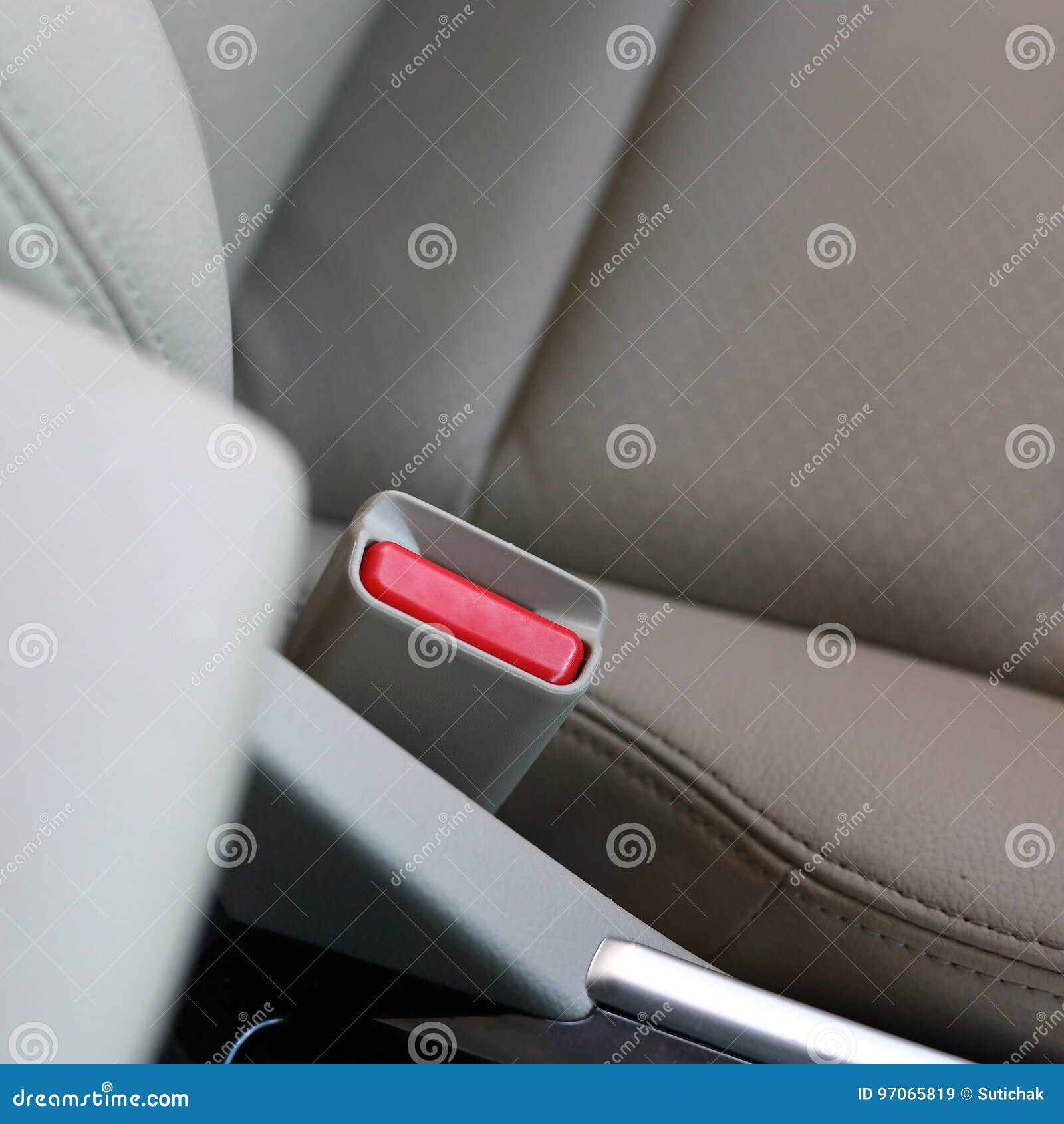 Safety Belt Press Button on Vehicle Seat Security Stock Image Image