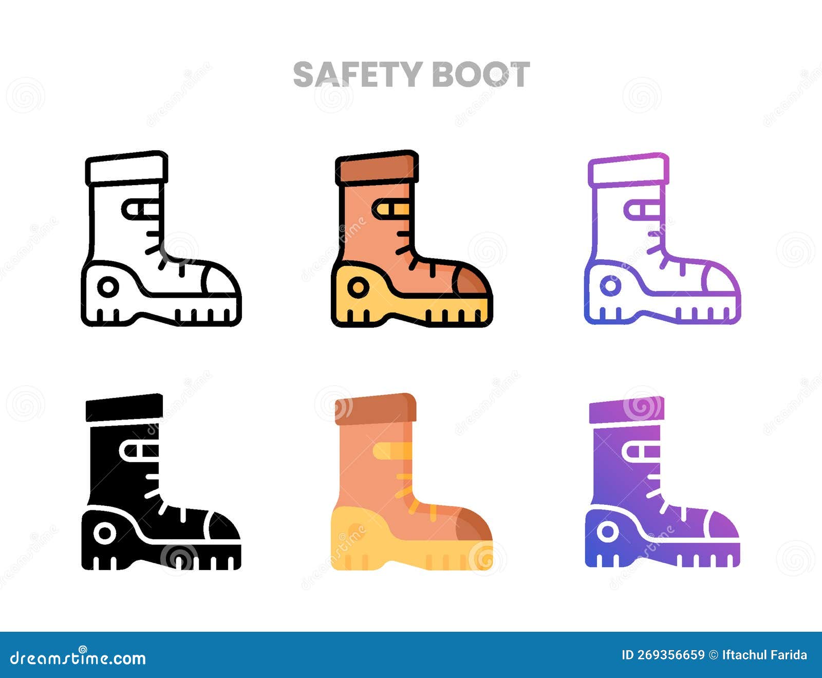 Safety Boot Icons Set with Different Styles. Stock Vector ...