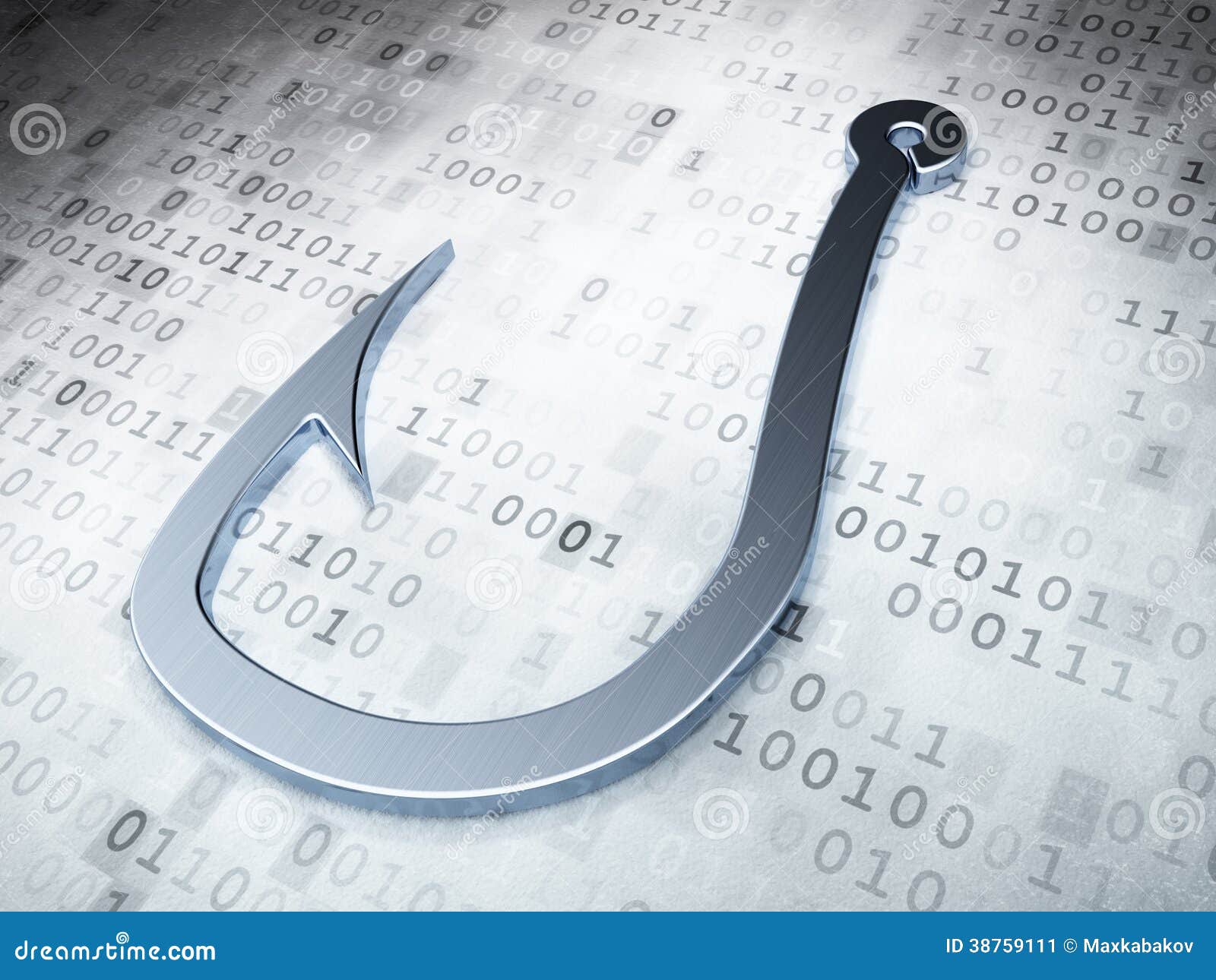 Safety Concept Silver Fishing Hook on Digital Background Stock Image