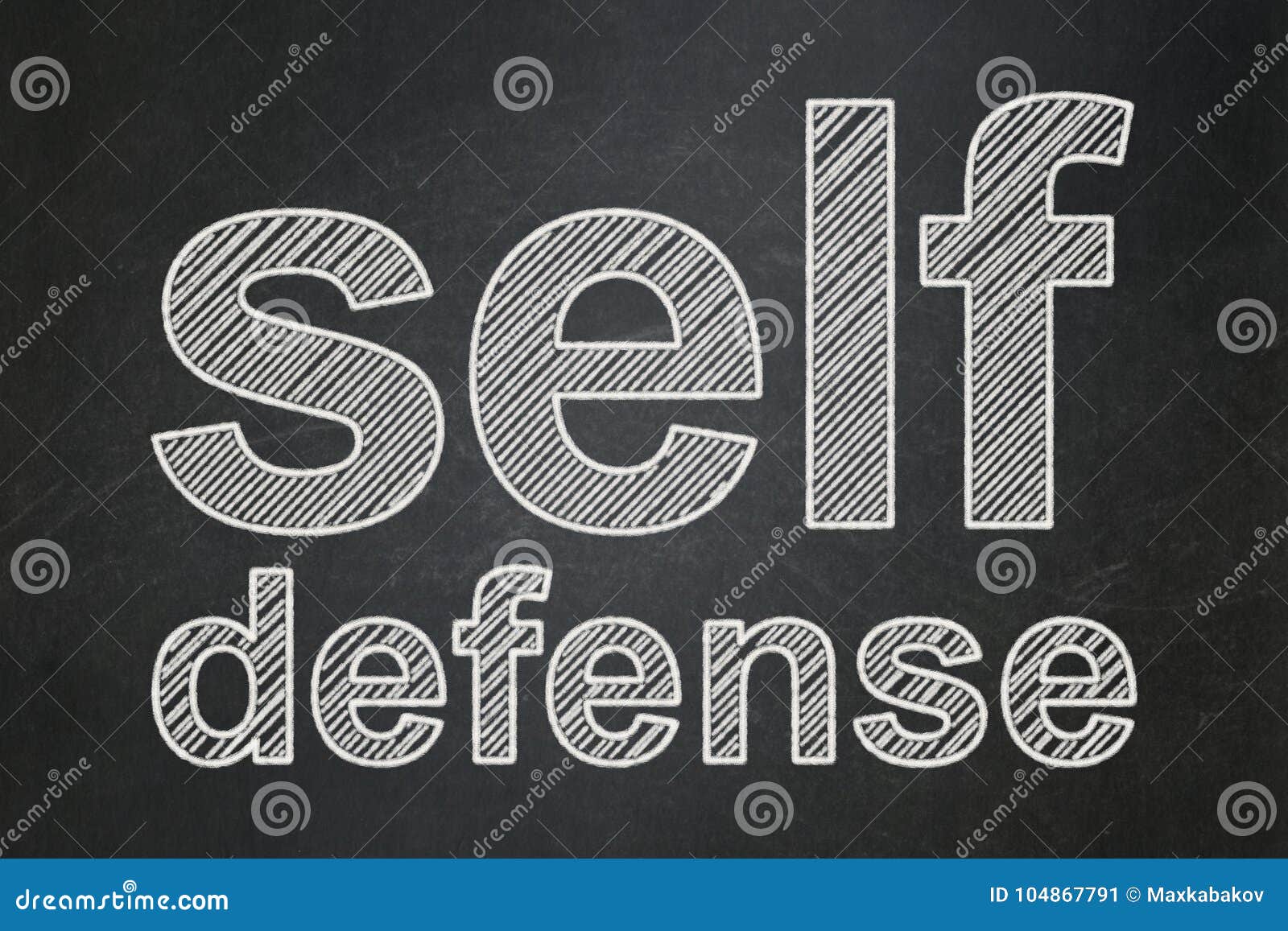 safety concept: self defense on chalkboard background