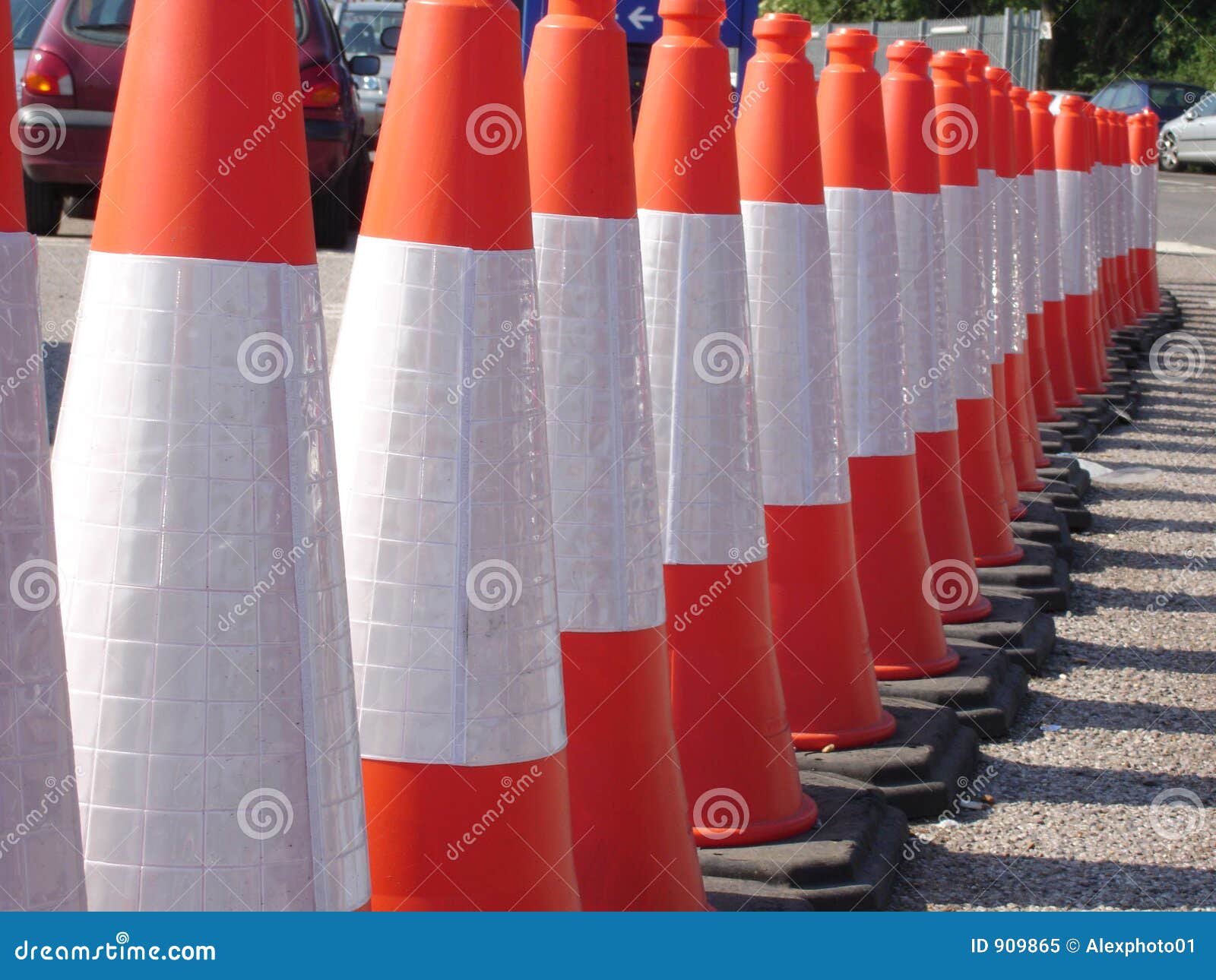 Safety Cones stock image. Image of focus, park, line, rural 909865
