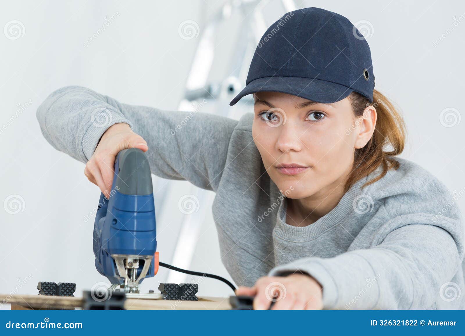 safety conscious female carpenter