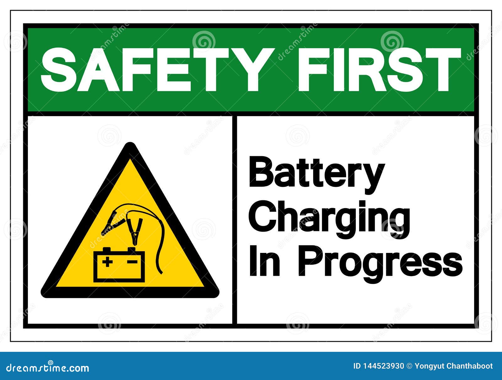 BATTERY CHARGING IN PROGRESS Sign Sticker Vinyl Health and safety 300mm x 100mm 