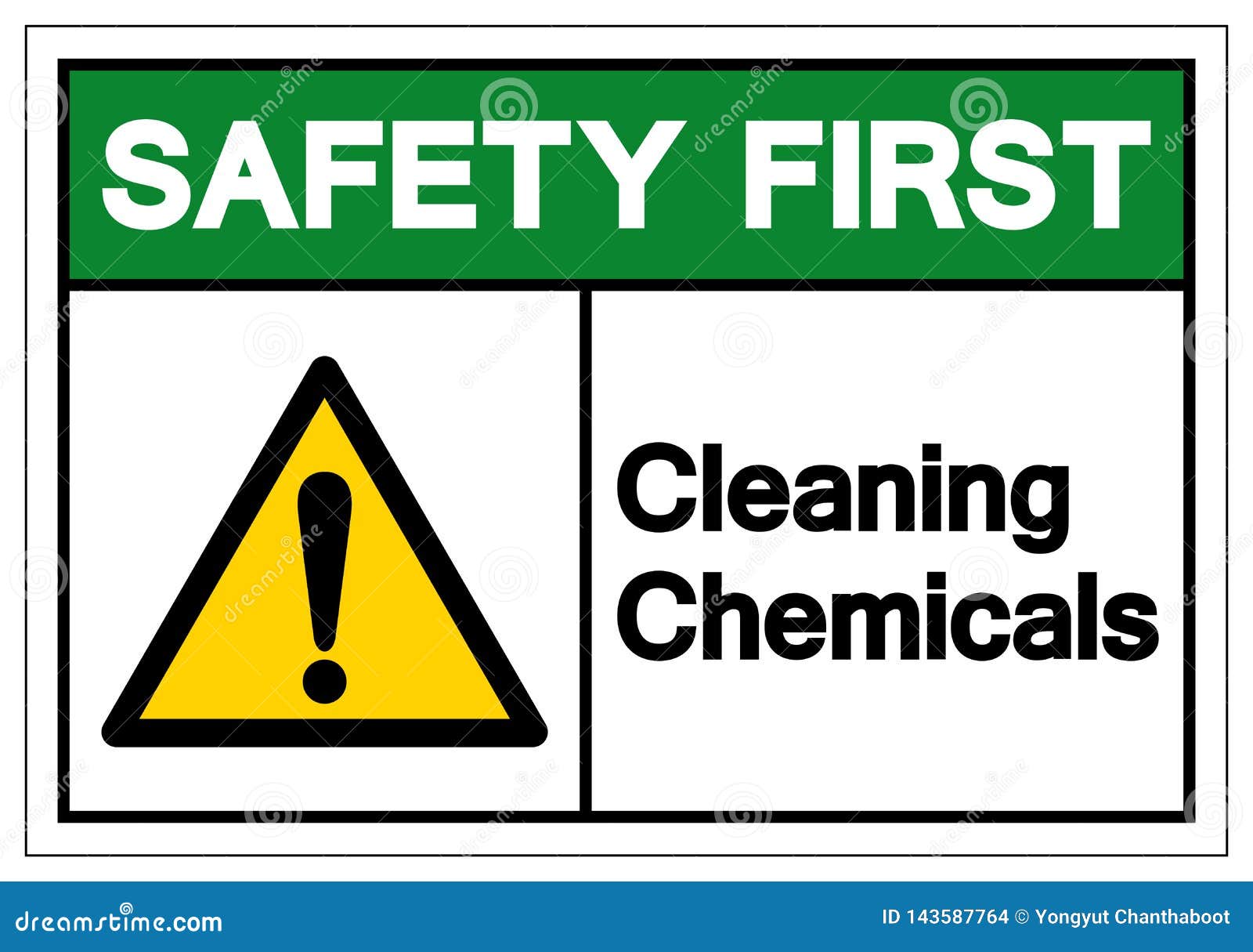 Safety First Cleaning Chemicals Symbol Sign, Vector Illustration