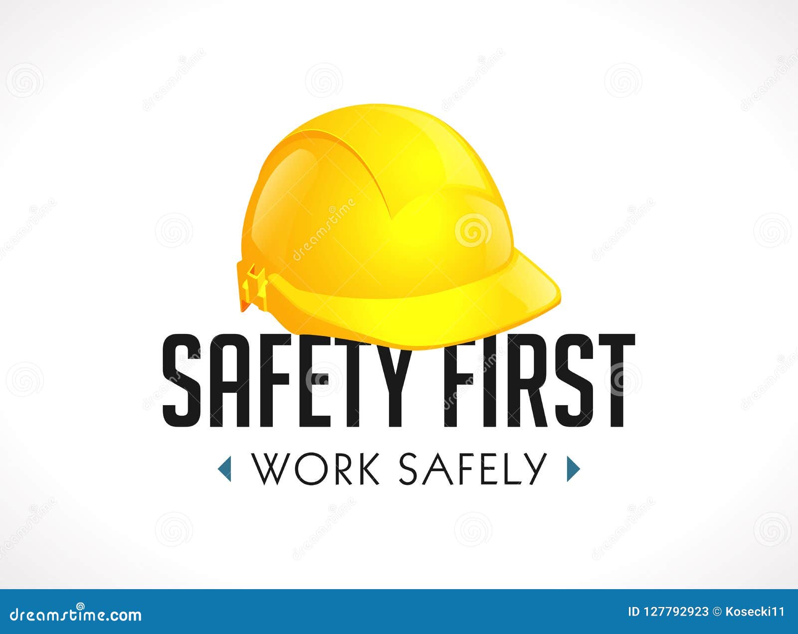 safety first concept - work safely sign yellow helmet as warning sign