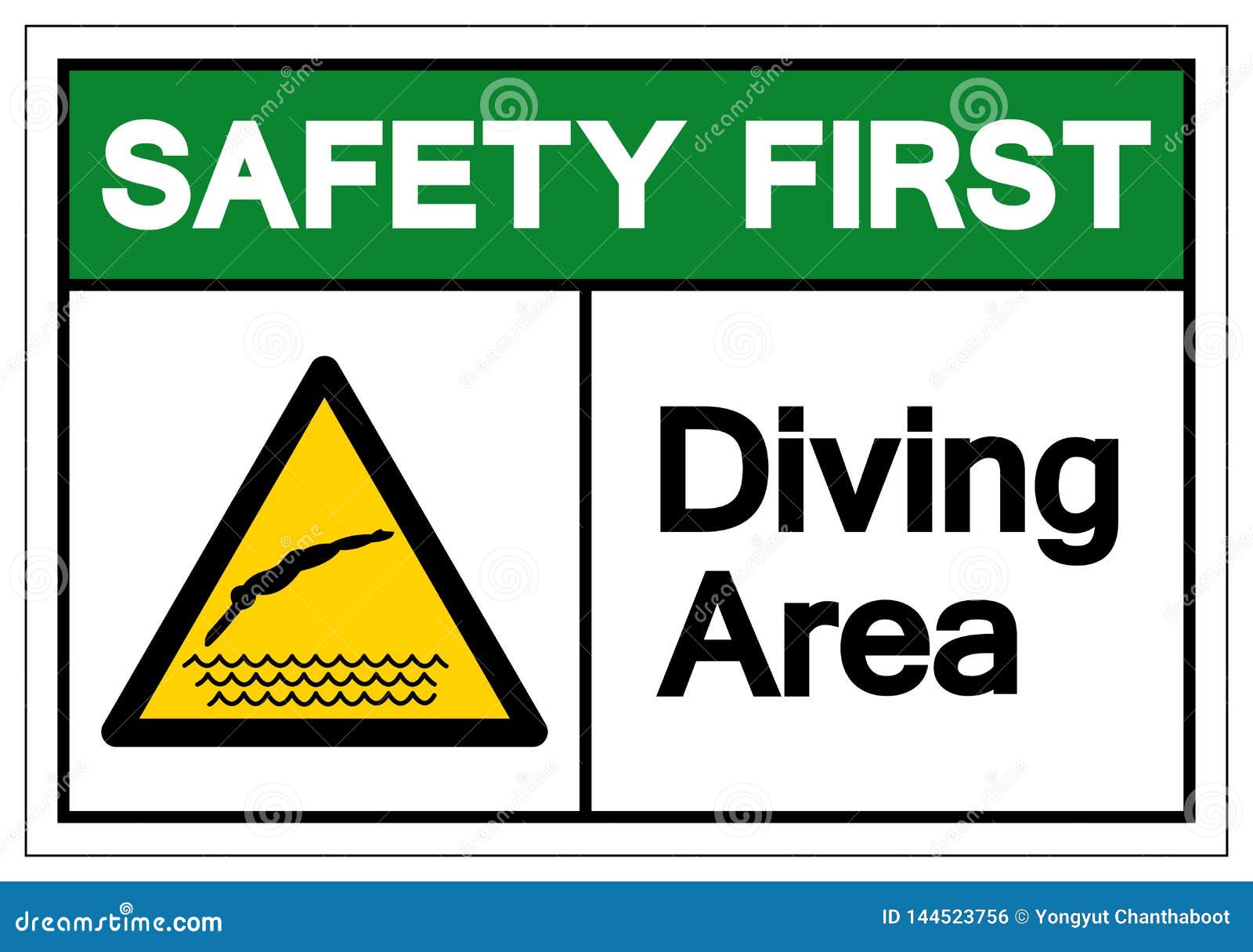 Safety First Diving Area Symbol Sign, Vector Illustration, Isolate on