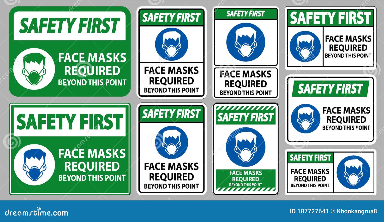 safety first face masks required beyond this point sign isolate on white background