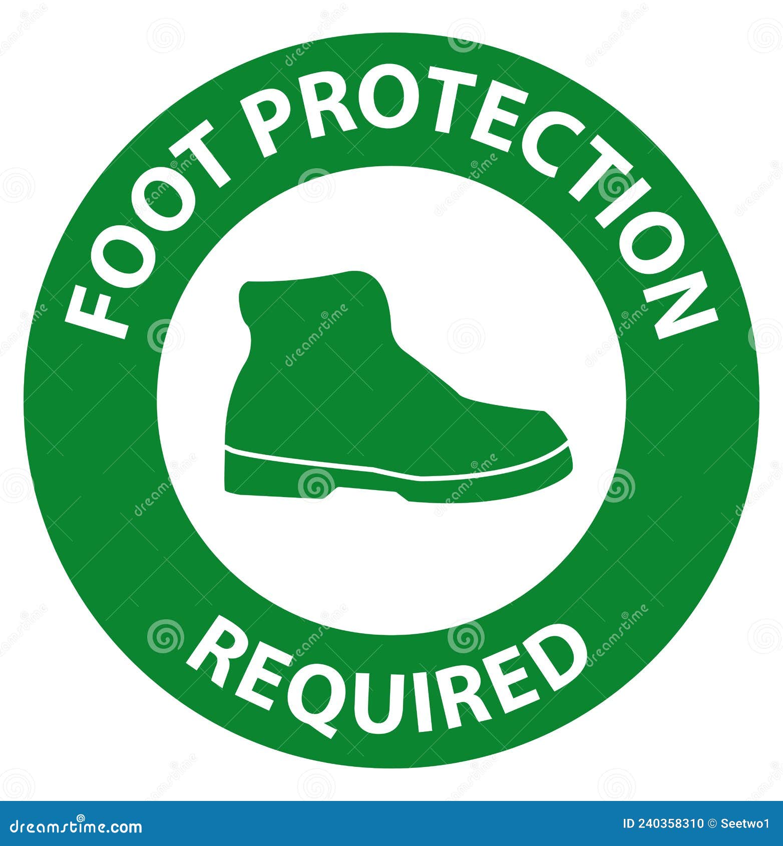 Safety First Foot Protection Required Wall Sign on White Background