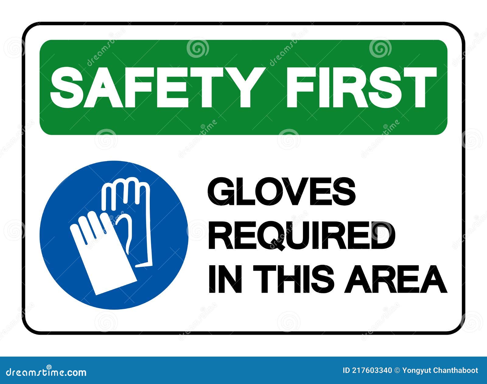 Safety First Gloves Required in this Area Symbol Sign, Vector
