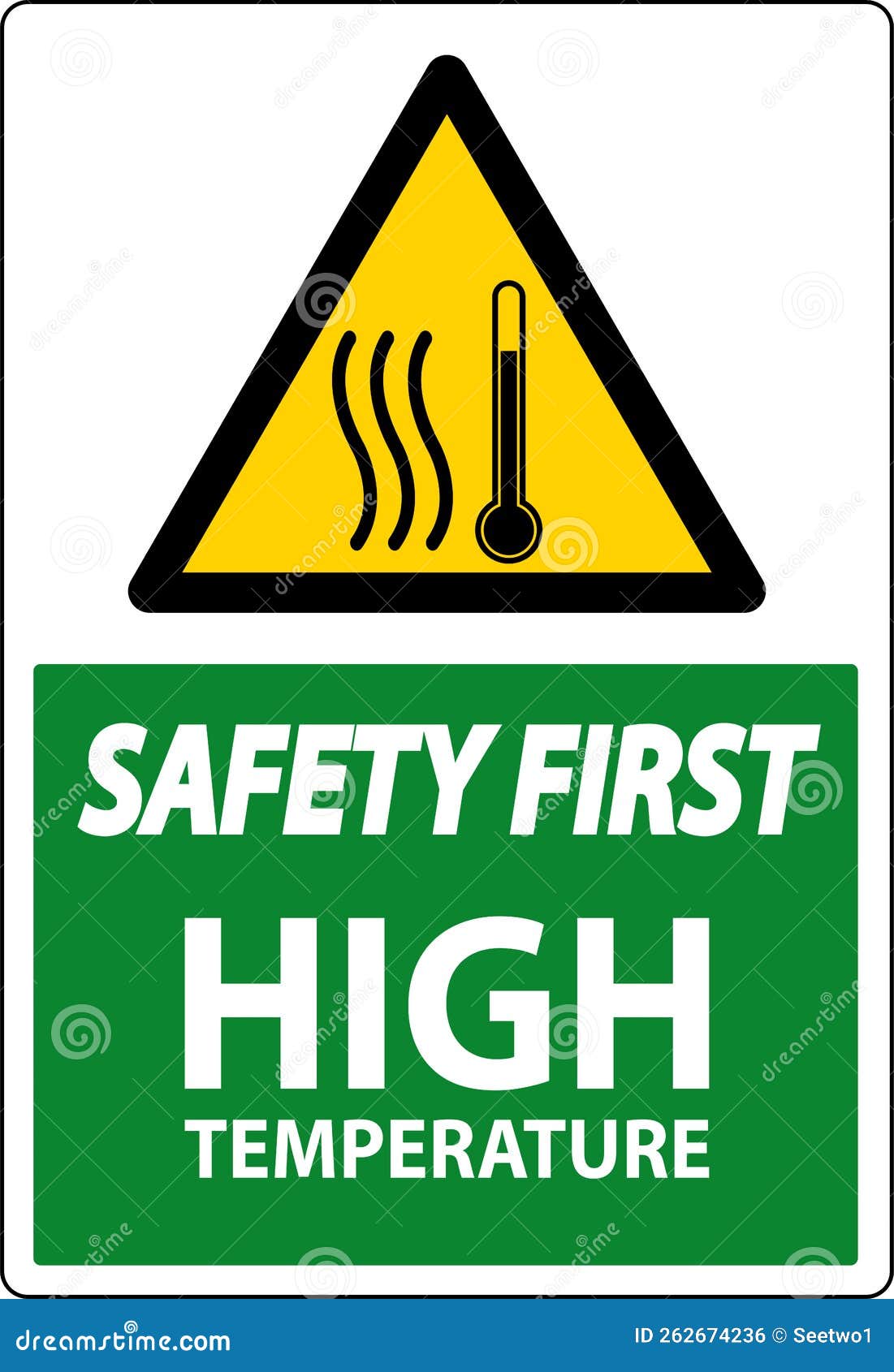 Safety First High Temperature Symbol and Text Safety Sign Stock Vector
