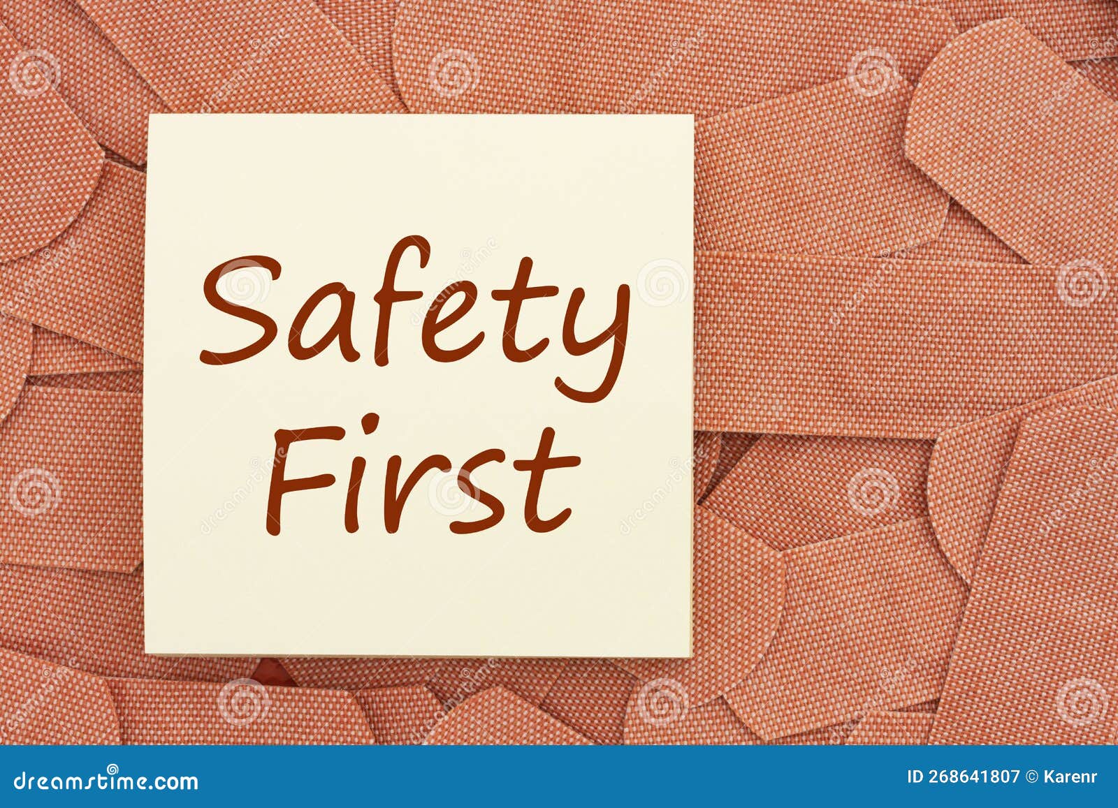 Safety First Message on Sticky Note with Lots of Fabric Adhesive Band