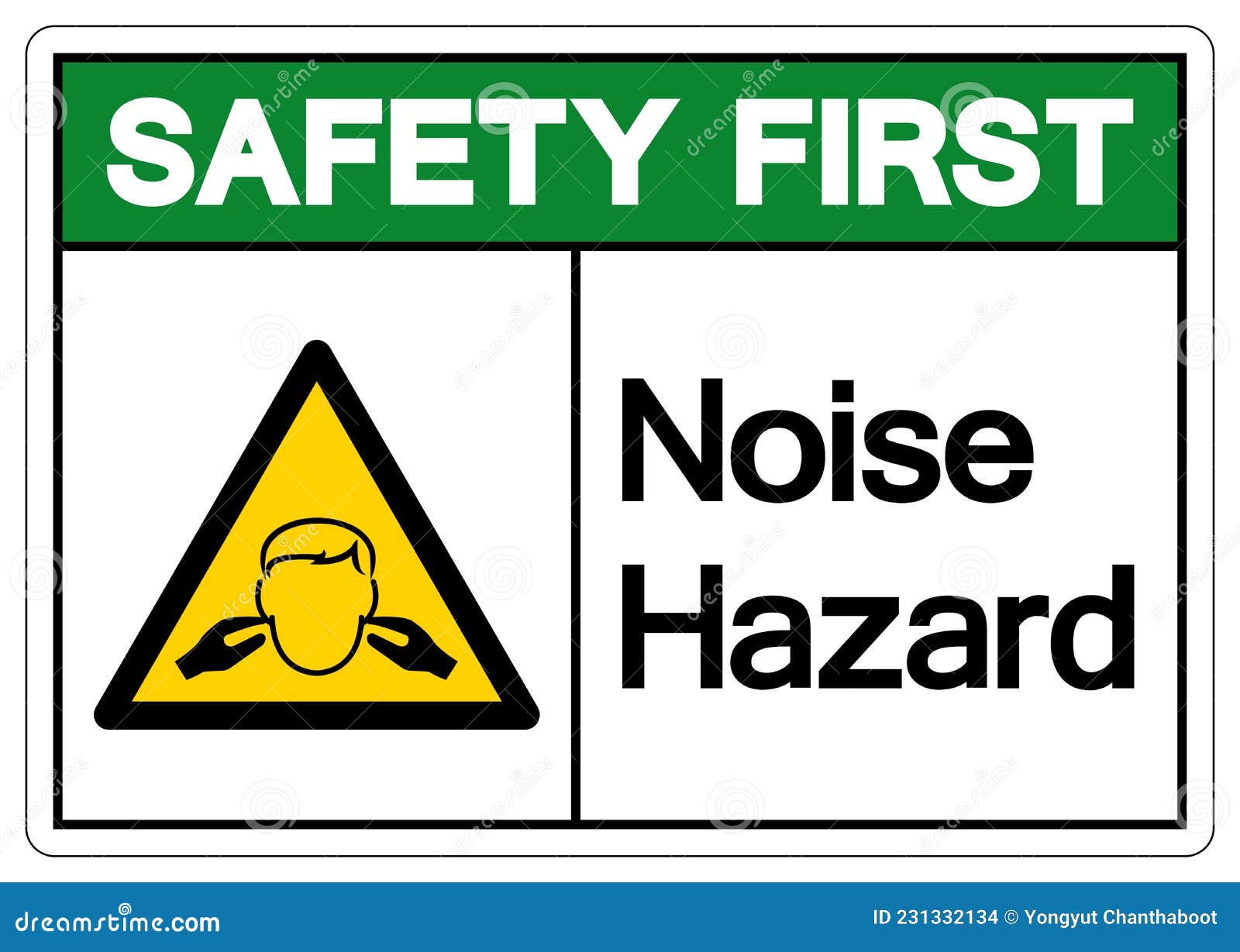 Safety First Noise Hazard Symbol Sign, Vector Illustration, Isolate on