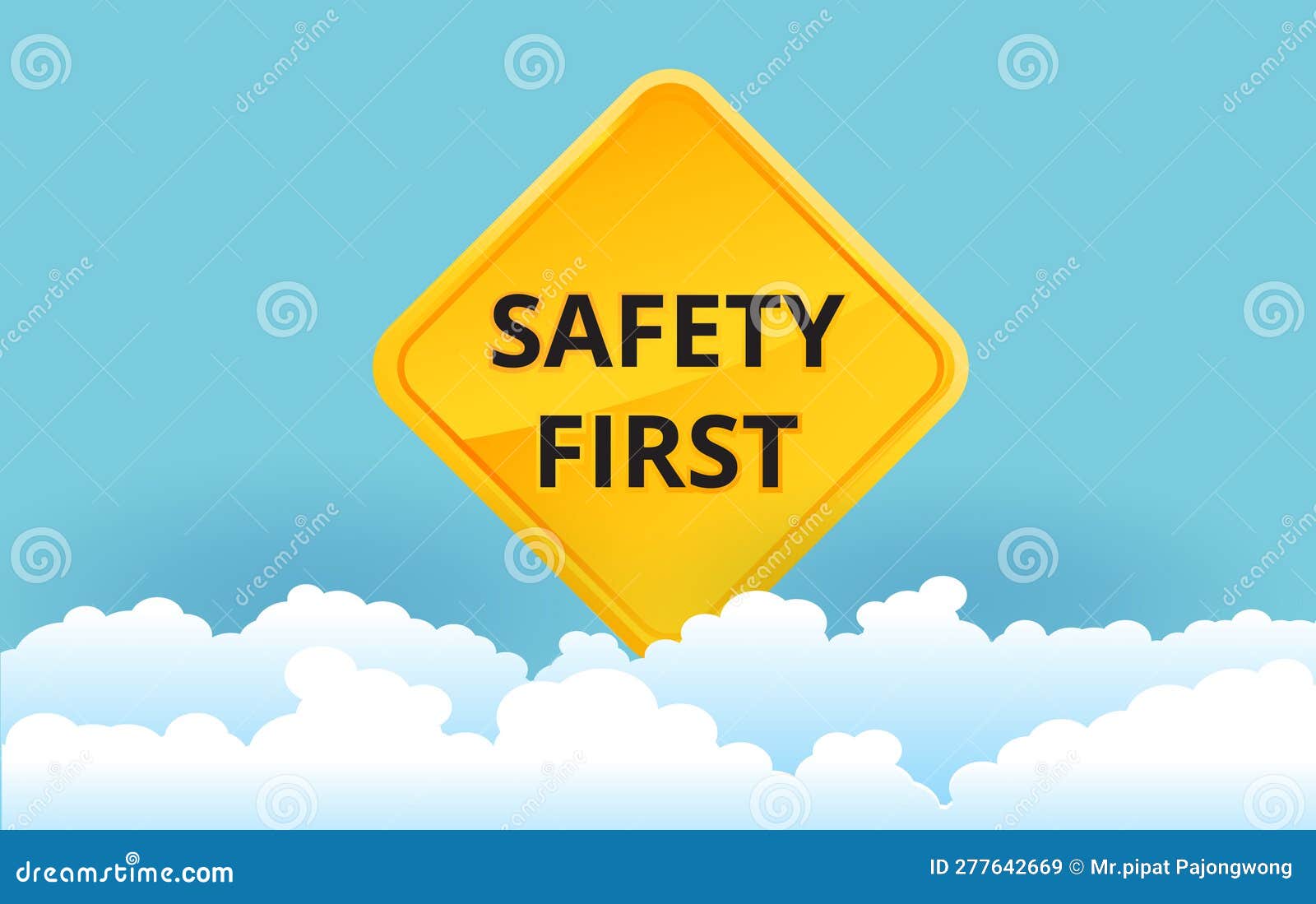 Safety First Sign on Background, Construction Concept, Vector Design