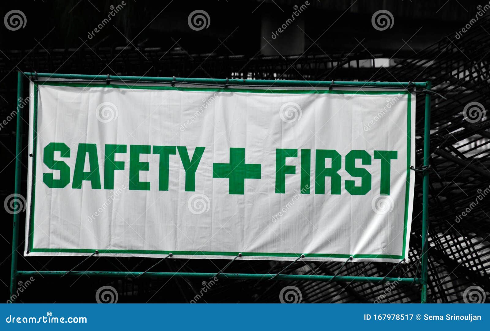 Safety First Sign at Construction Site Stock Image Image of work
