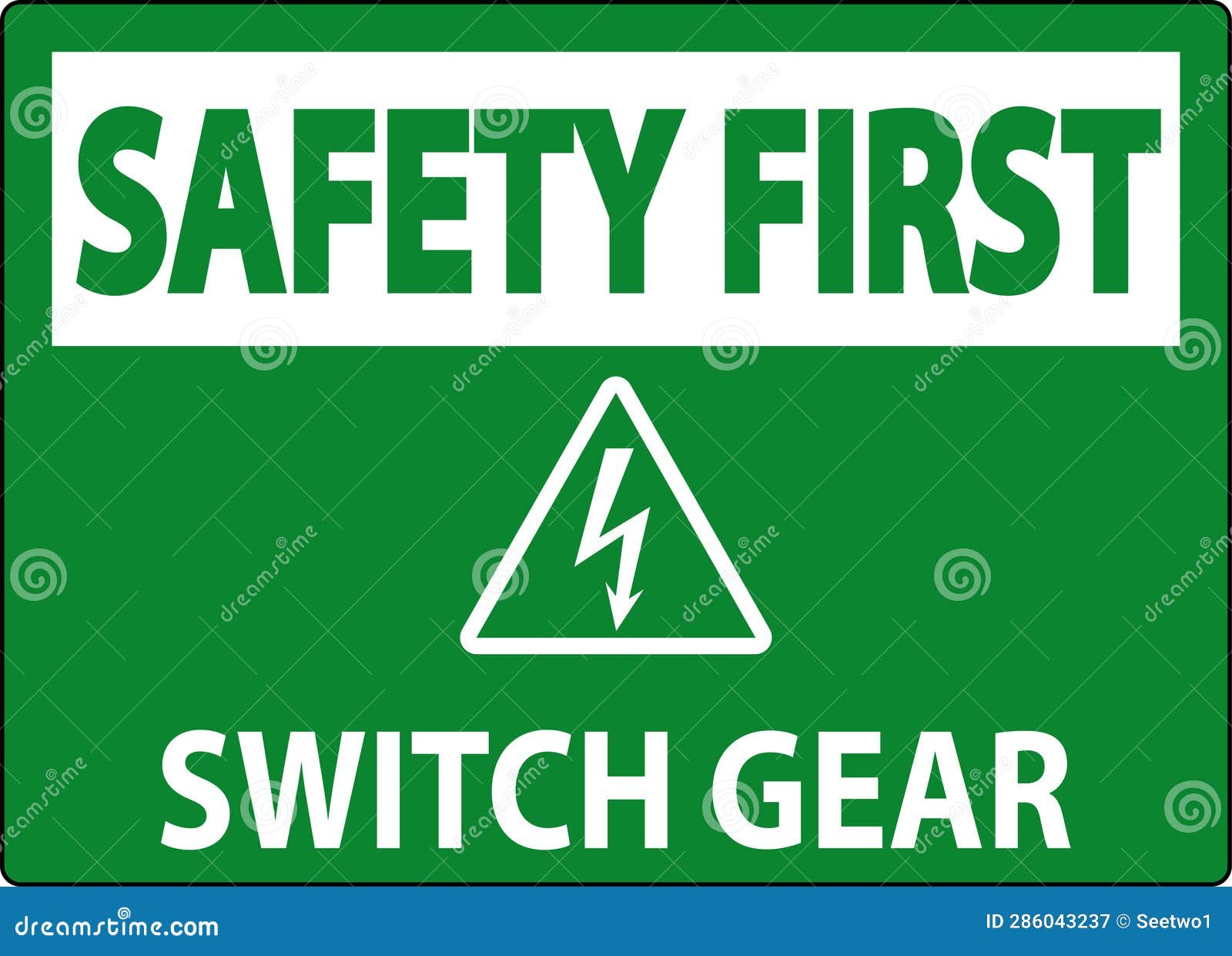 Safety First Sign, Switch Gear Sign Stock Vector Illustration of electrical, electric 286043237