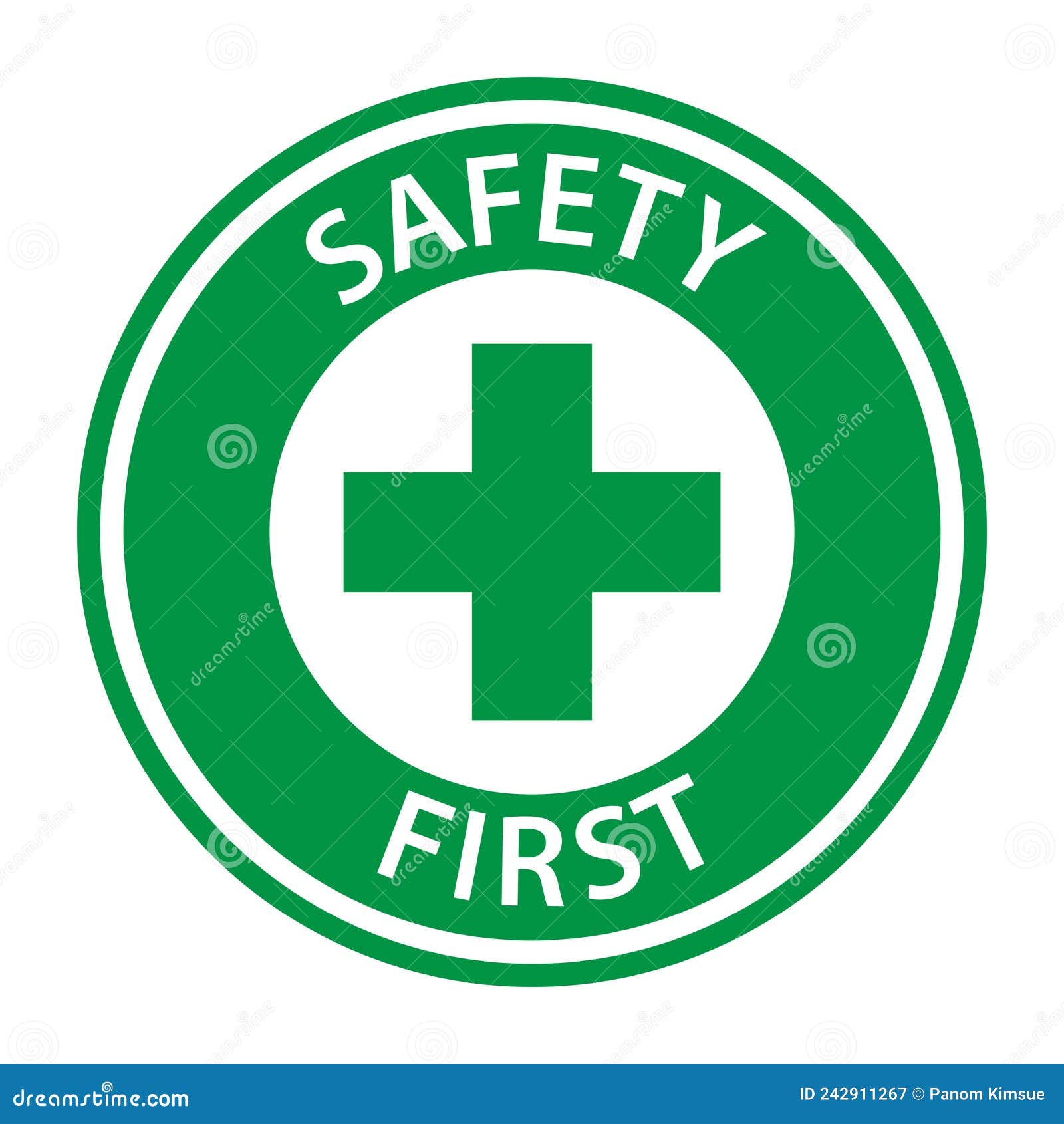 Safety First Text On Green Circle Sign Icon Vector For Your Web Design