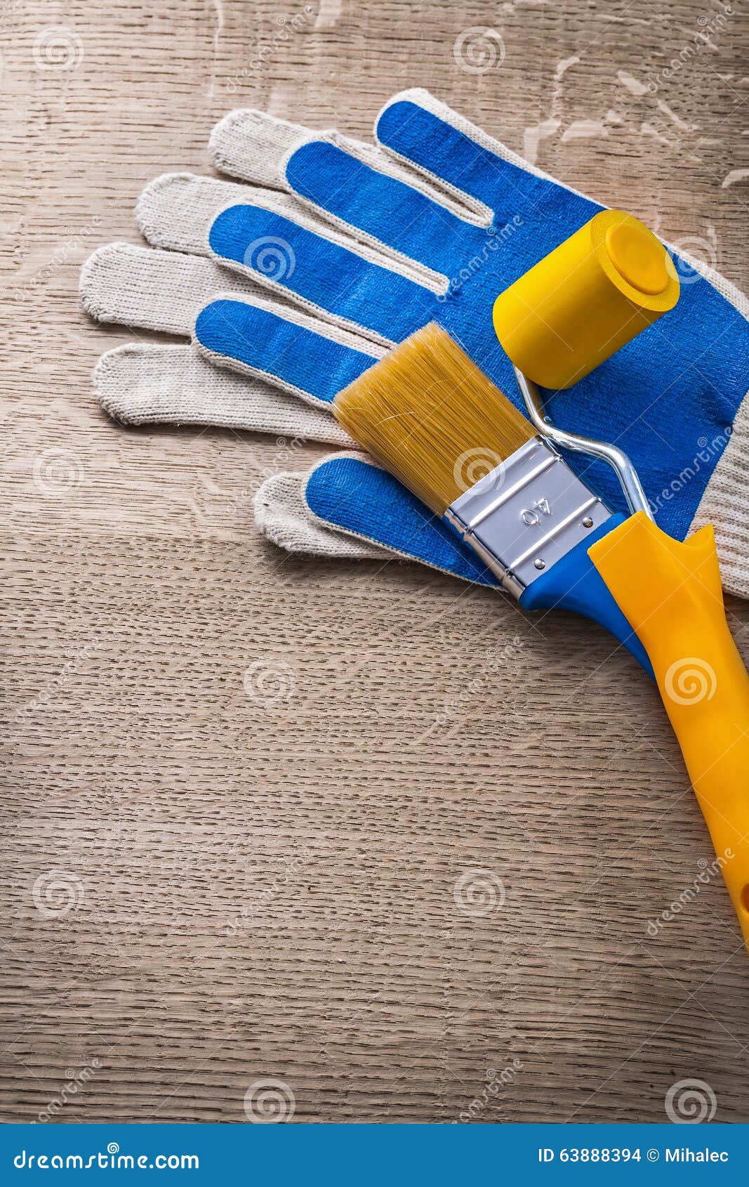 Safety Gloves Paint Brush Roller Construction Stock Photo Image of