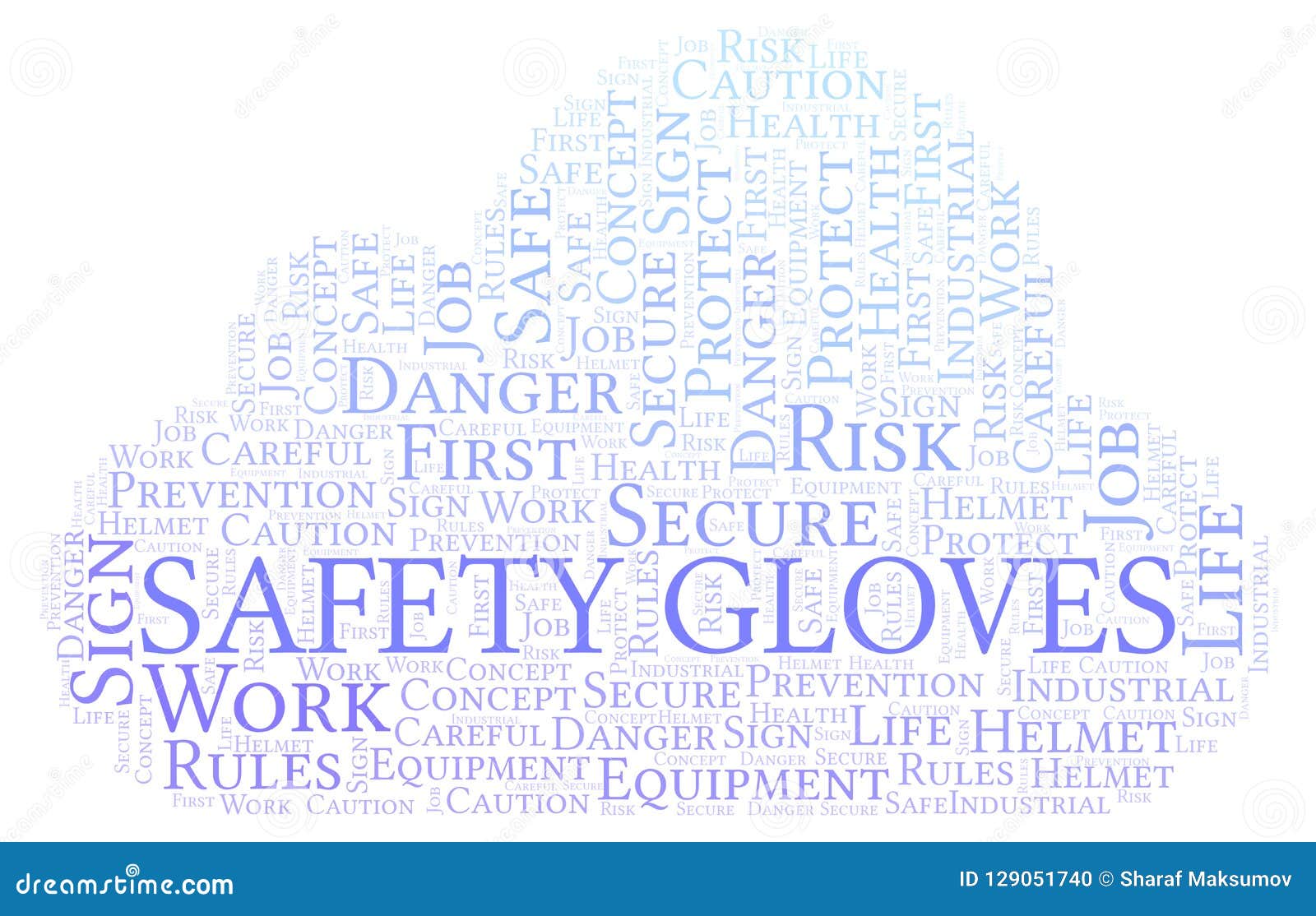 Safety Gloves word cloud. stock illustration. Illustration of print