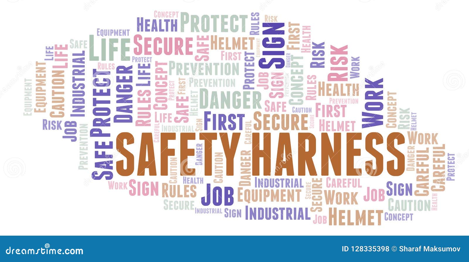 Safety Harness word cloud. stock illustration. Illustration of