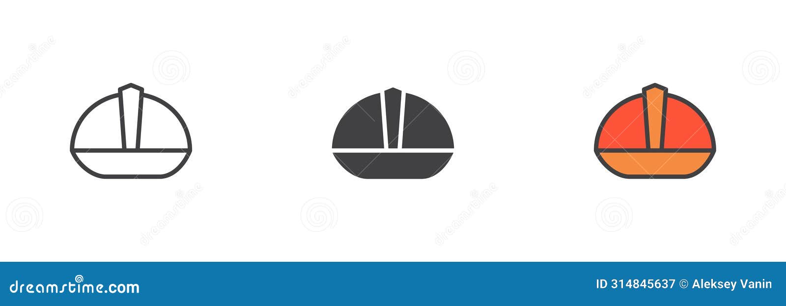 safety helmet different style icon set