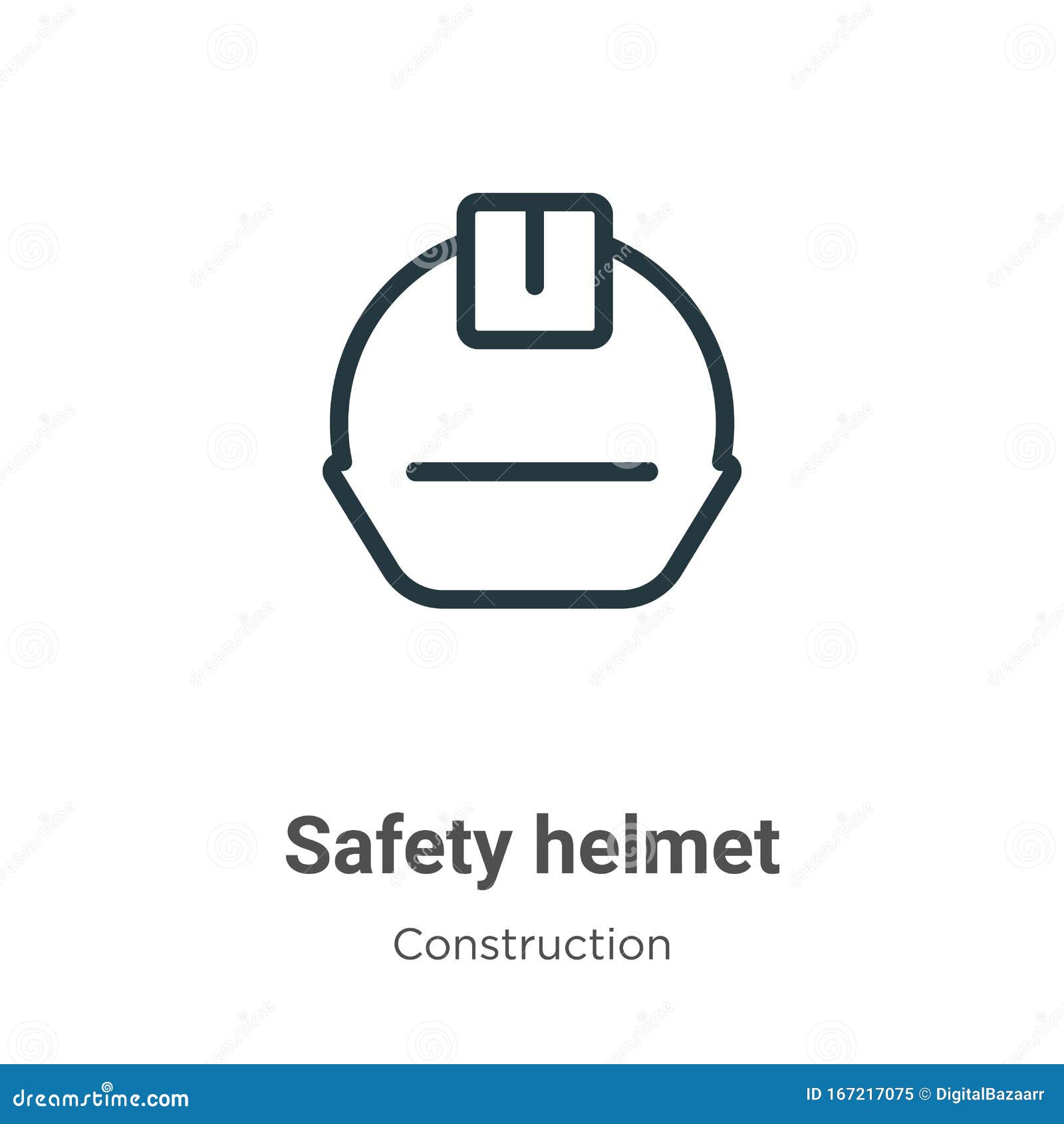Safety Helmet Outline Vector Icon. Thin Line Black Safety Helmet Icon