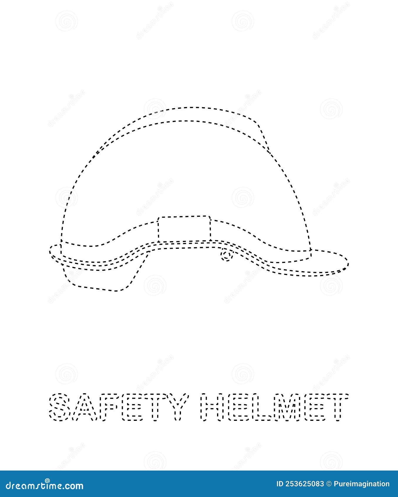 Safety Helmet Tracing Worksheet for Kids Stock Vector Illustration of