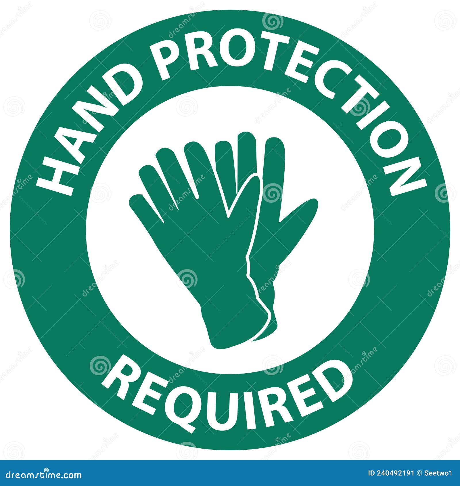 Safety Instructions Hand Protection Required Sign on White Background Stock Vector
