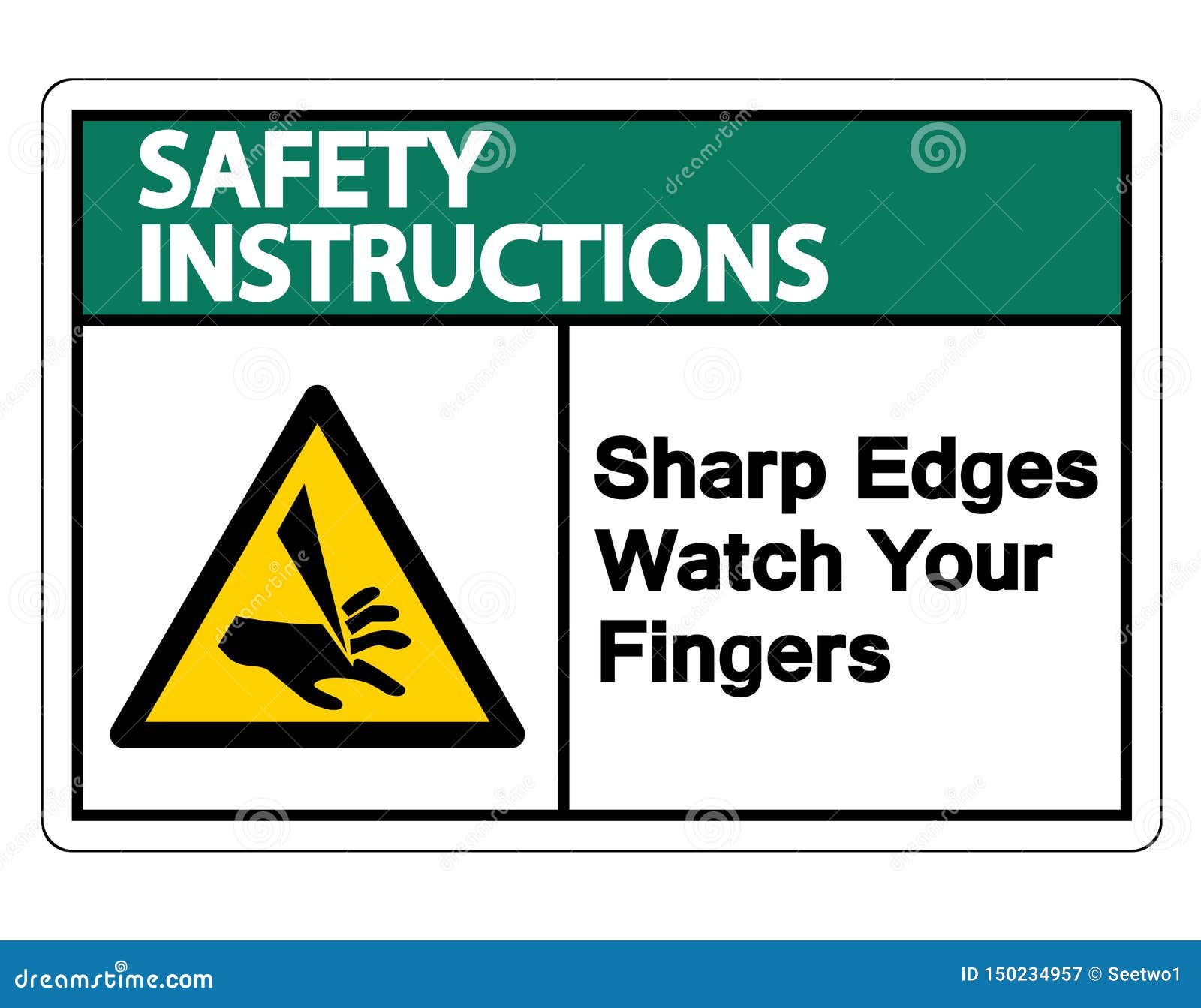 Safety Instructions Sharp Edges Watch Your Fingers Symbol Sign Isolate on White Background