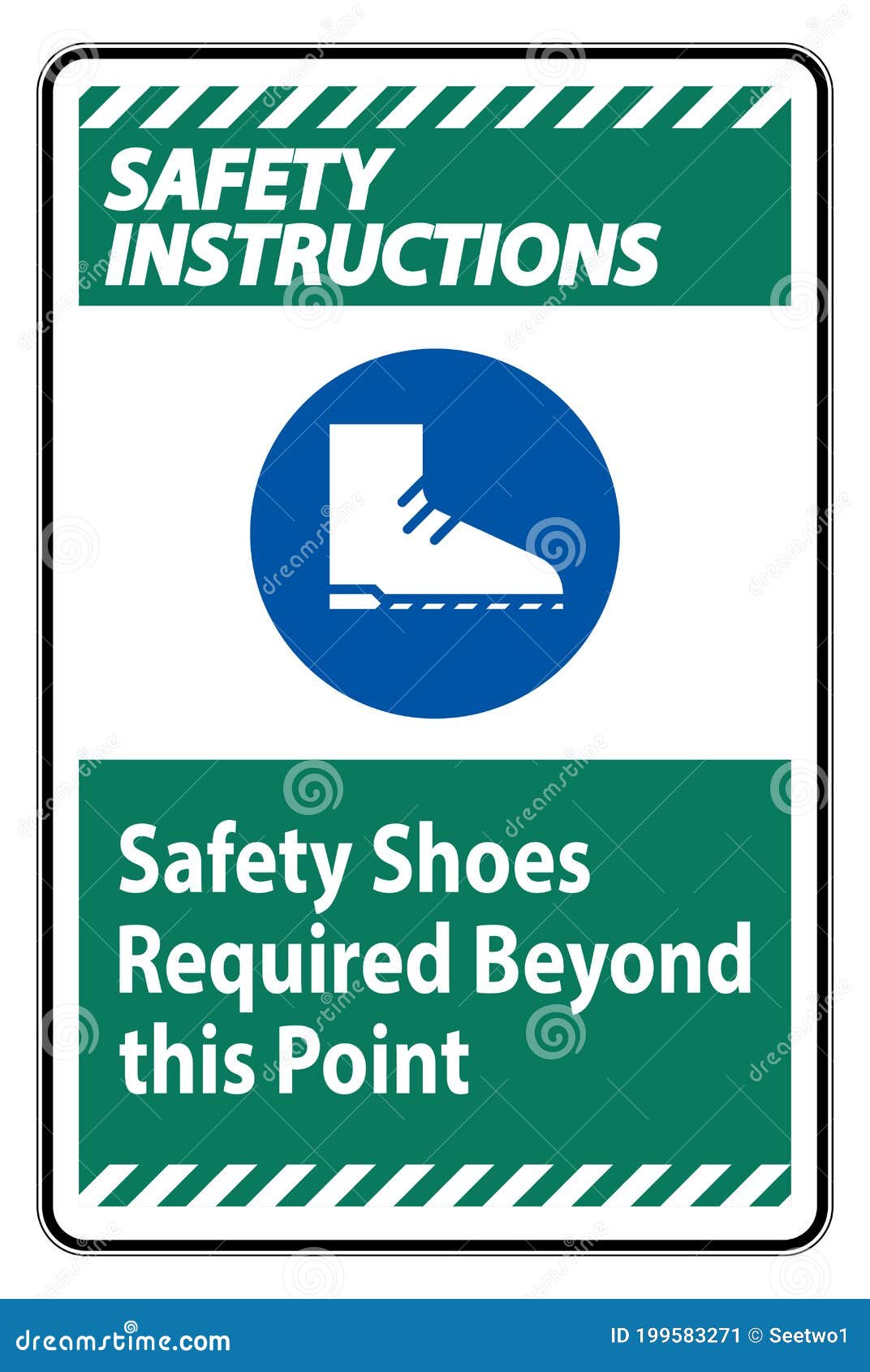 Safety Instructions Sign Safety Shoes Required Beyond this Point Stock