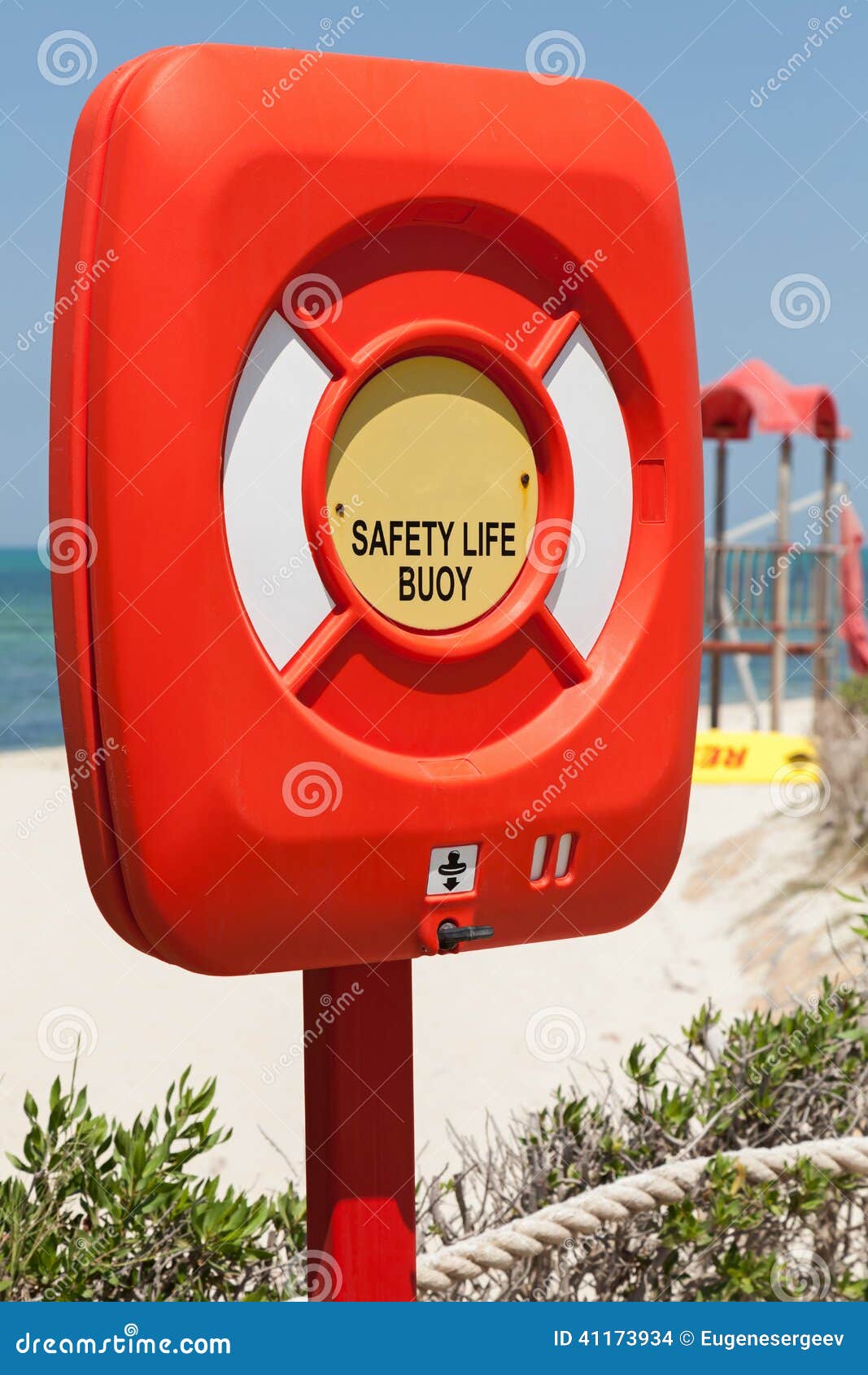 Safety Life Buoy in Plastic Case on the Beach Stock Photo Image of