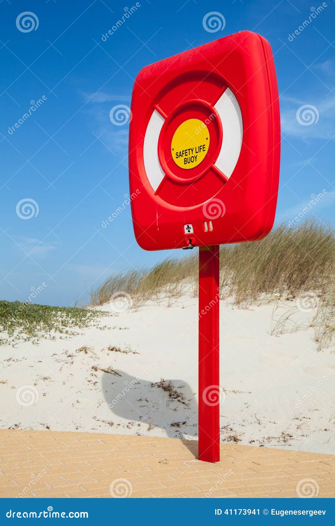 Safety Life Buoy in Red Case on the Beach Stock Image Image of case