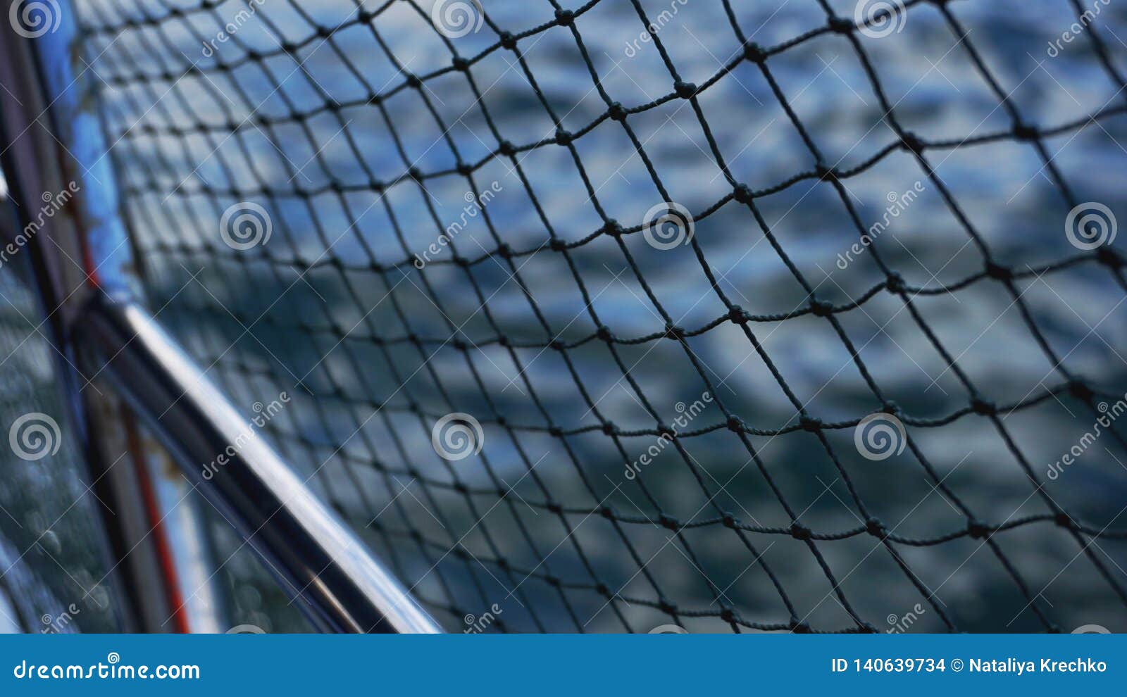 Safety Net on Boat. Ropes on Boat. Safety Ropes and Blue Sea Stock Photo Image of cord, mesh