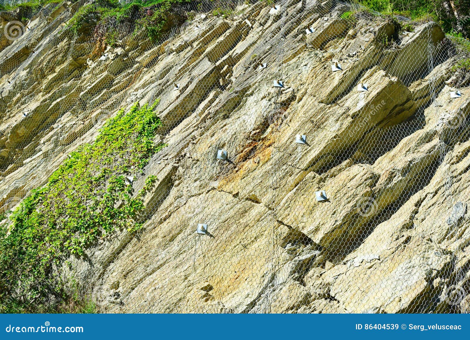 Safety net of rockfall stock image. Image of background 86404539