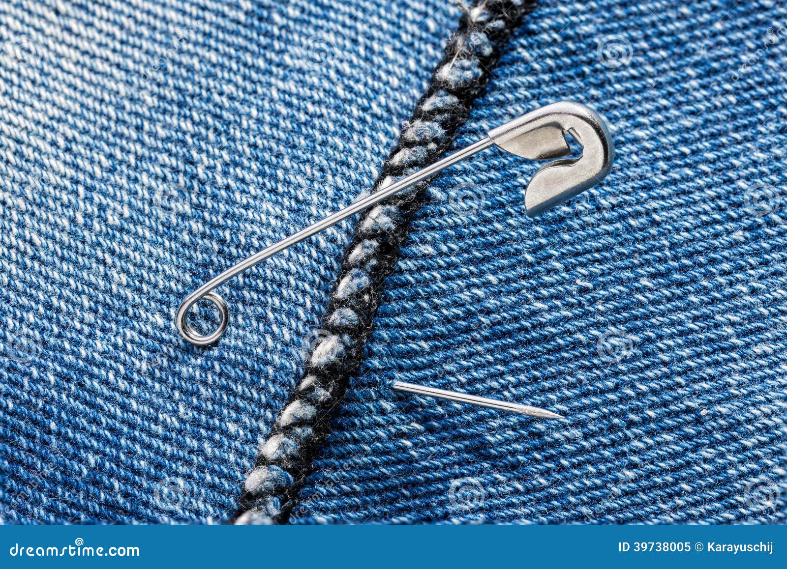 Safety Pin and Jeans stock image. Image of textile, pants 39738005