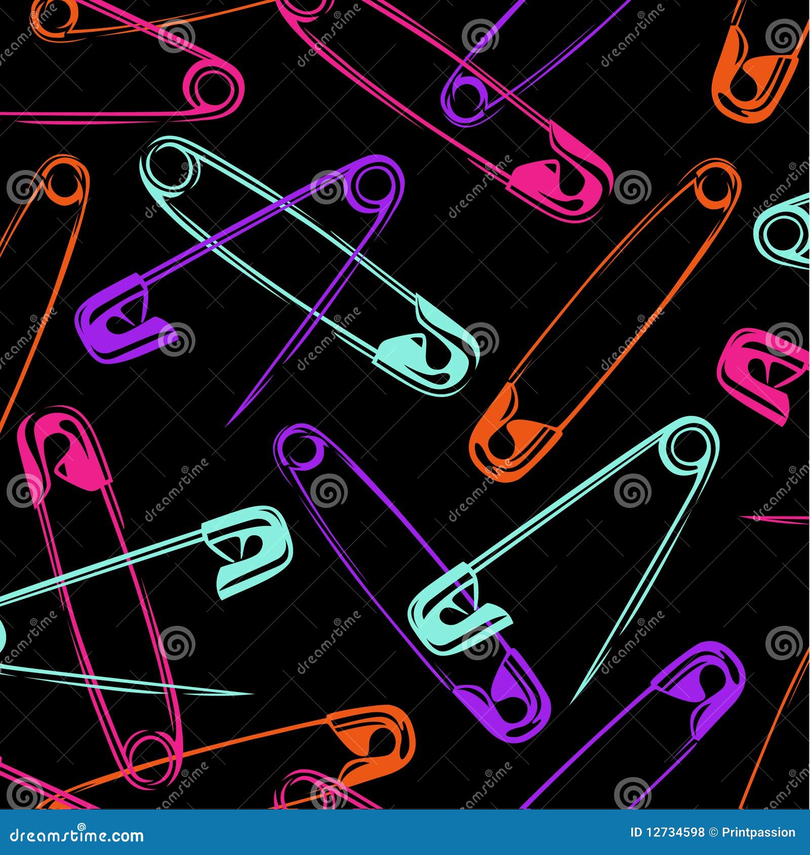 Colored Safety Pins Stock Illustration - Download Image Now