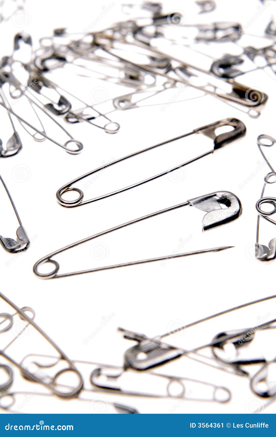 Safety pins stock image. Image of silver, still, macro 3564361